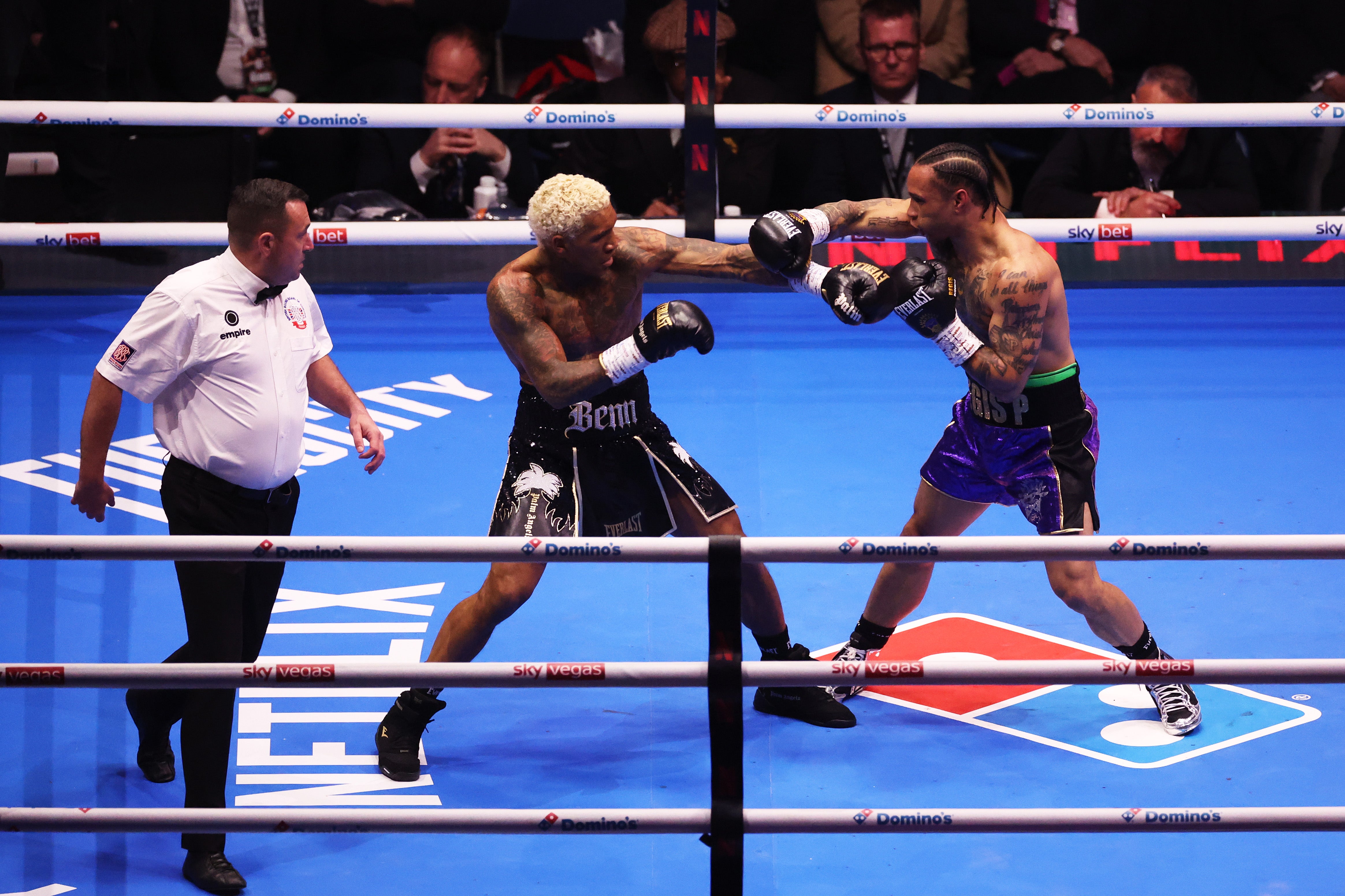 Benn was left bloodied, seemingly from a clash of heads