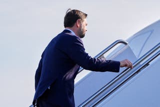 US vice president JD Vance boards Air Force Two for expected departure to Pakistan for talks on Iran at Joint Base Andrews on Friday