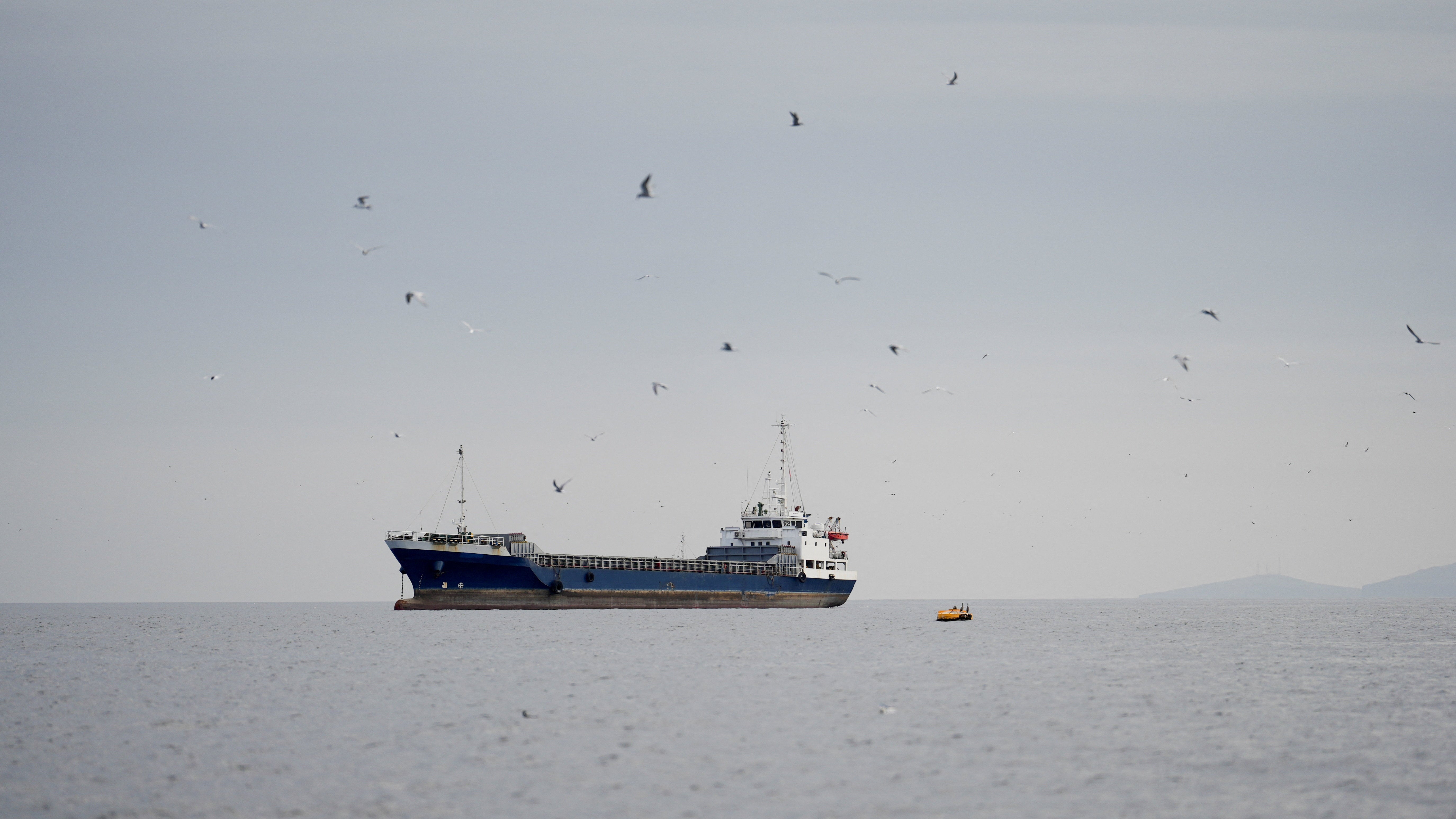 A vessel at the Strait of Hormuz, off the coast of Oman's Musandam province