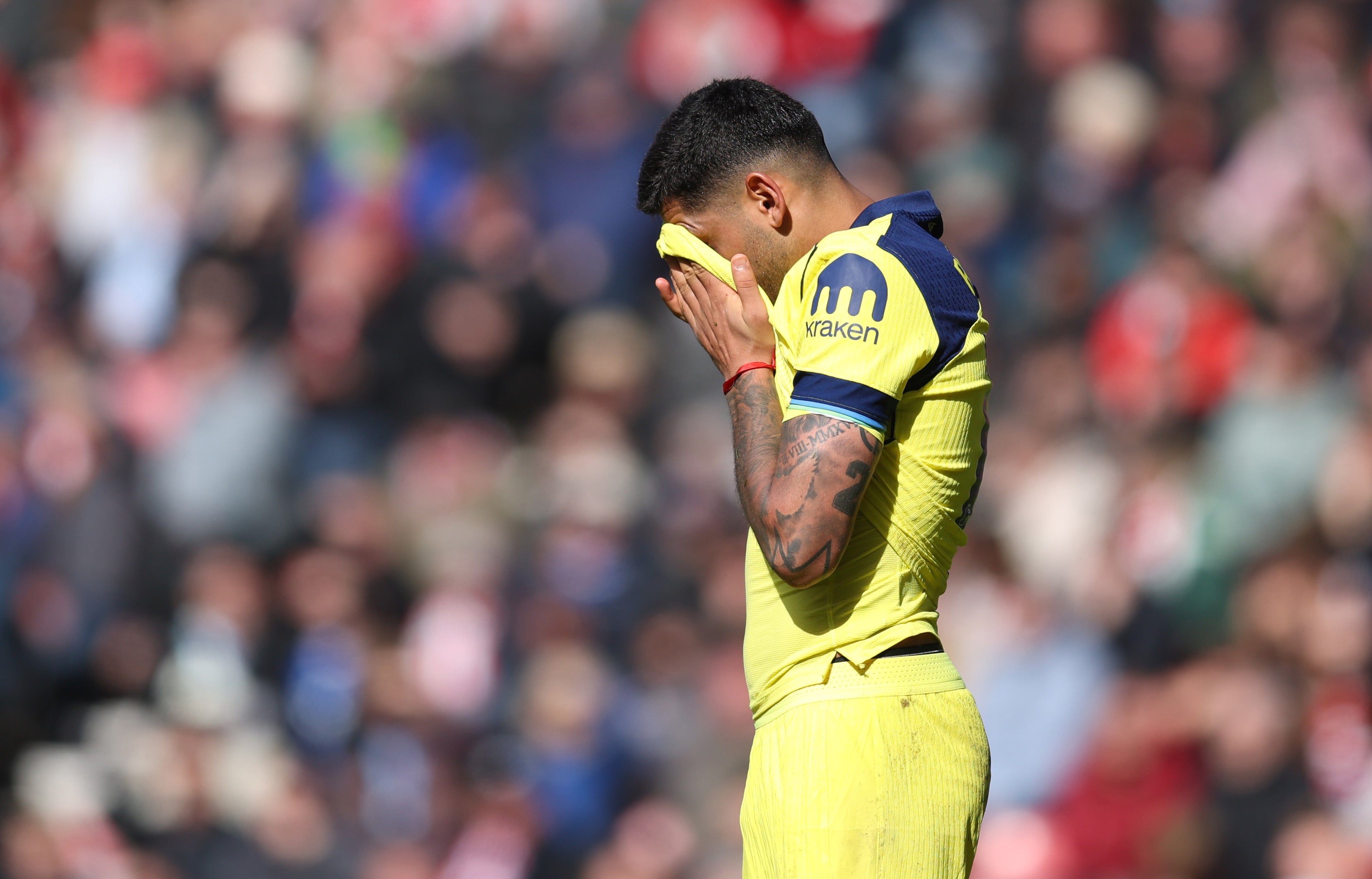 Romero left the pitch in tears with an apparent dead leg