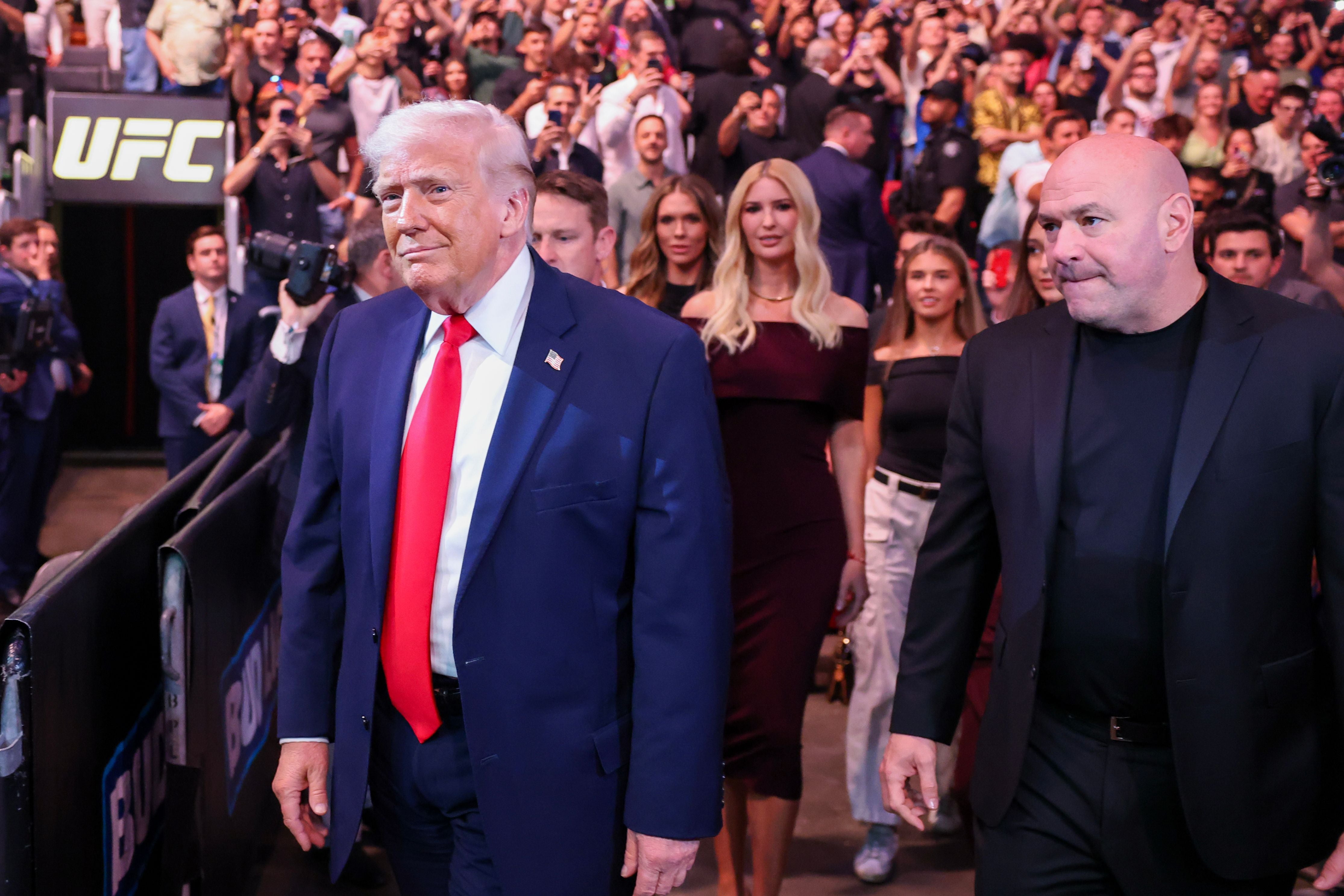 President Trump attended UFC 327 alongside Dana White and members of the Trump family, while Vice President JD Vance announced negotiations between the US and Iran failed, leaving the future of the war uncertain