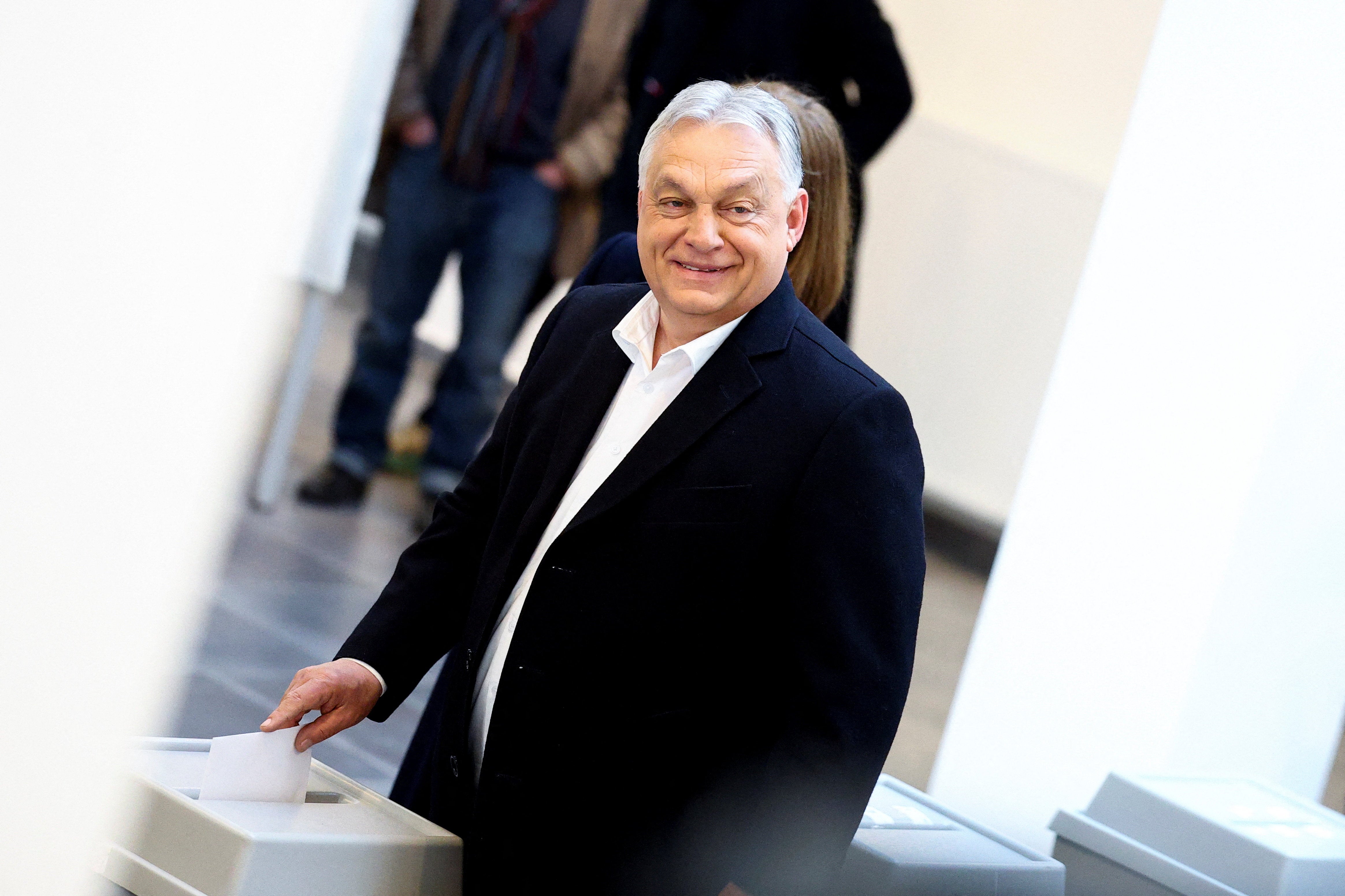 Hungarian prime minister Viktor Orban votes during the Hungarian parliamentary election in Budapest
