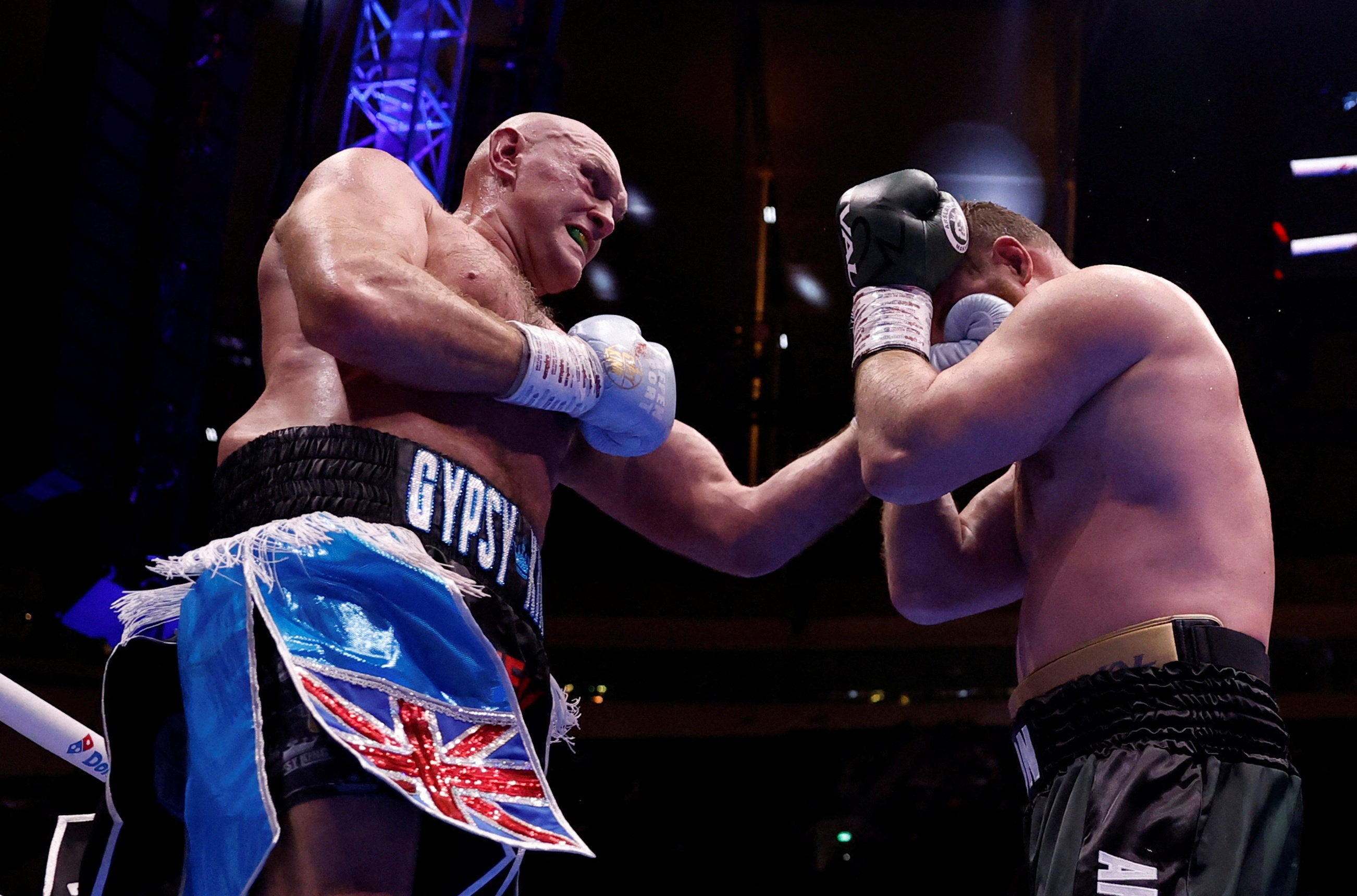 Fury (left) was a comfortable but not especially impressive winner over Arslanbek Makhmudov