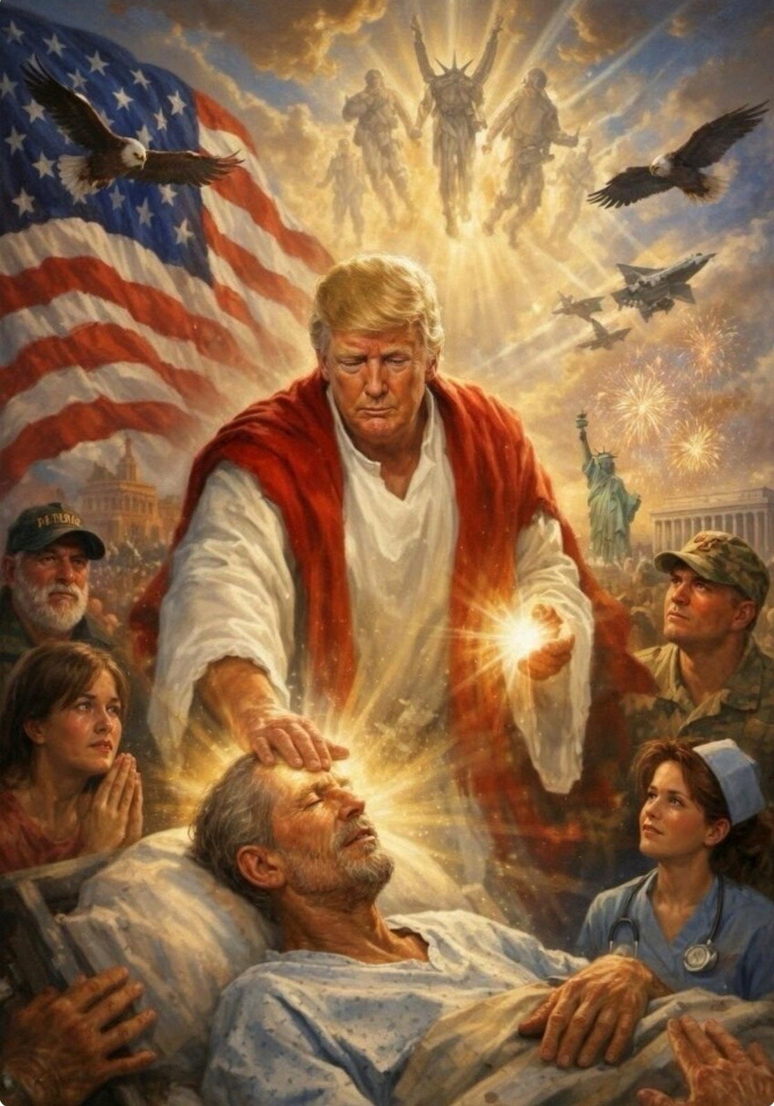 The offending meme posted and then deleted by Trump, depicting himself as Jesus Christ