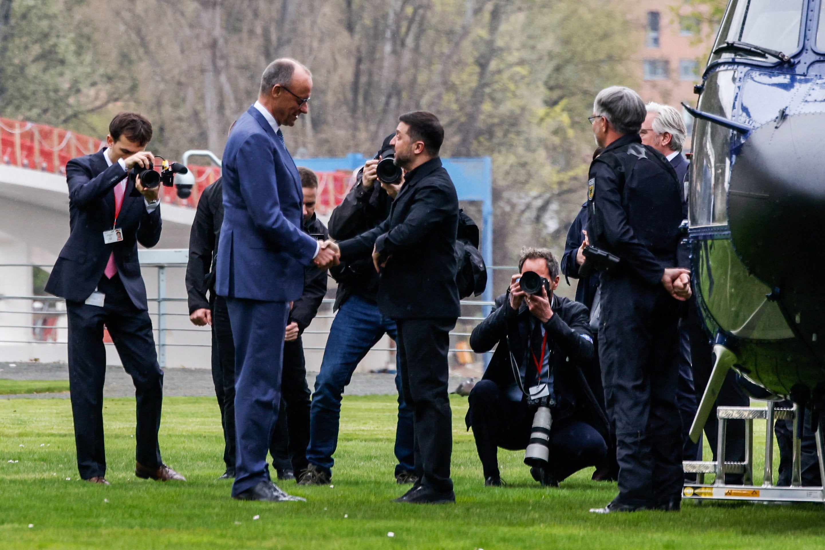 The Ukrainian president will later head to Norway to meet the prime minister