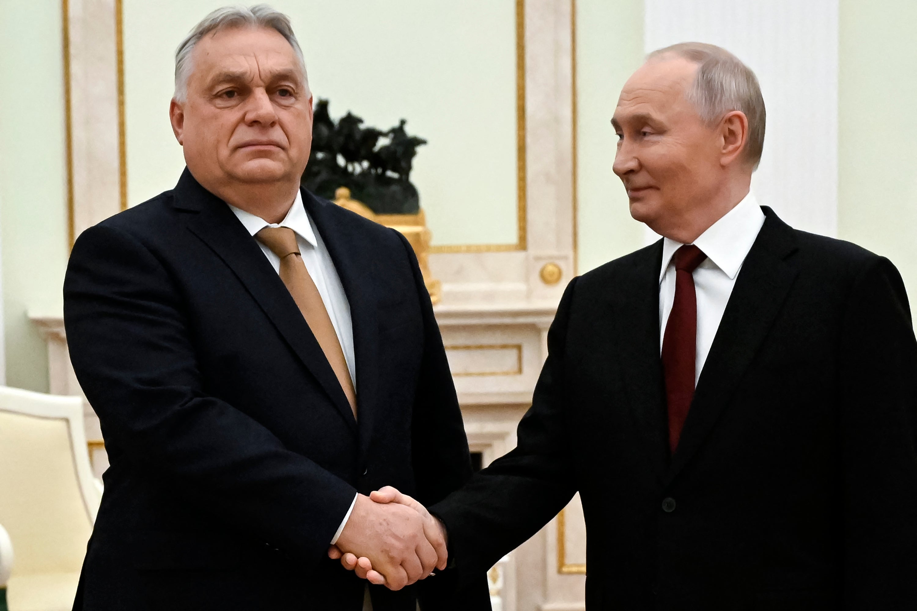 Viktor Orban and Vladimir Putin – pictured in Moscow in 2025 – were firm allies