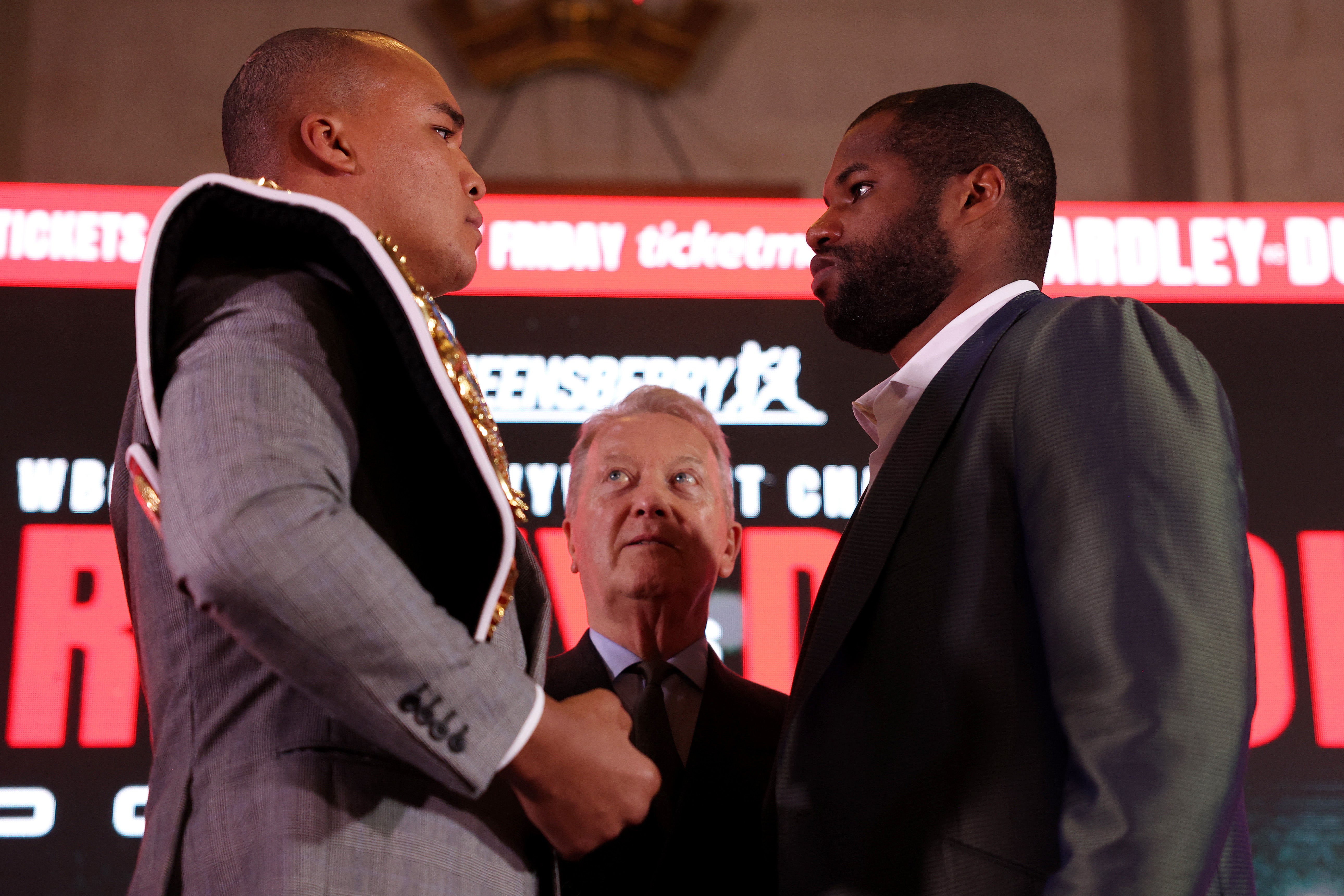 Fabio Wardley (left) will defend the WBO title against Daniel Dubois
