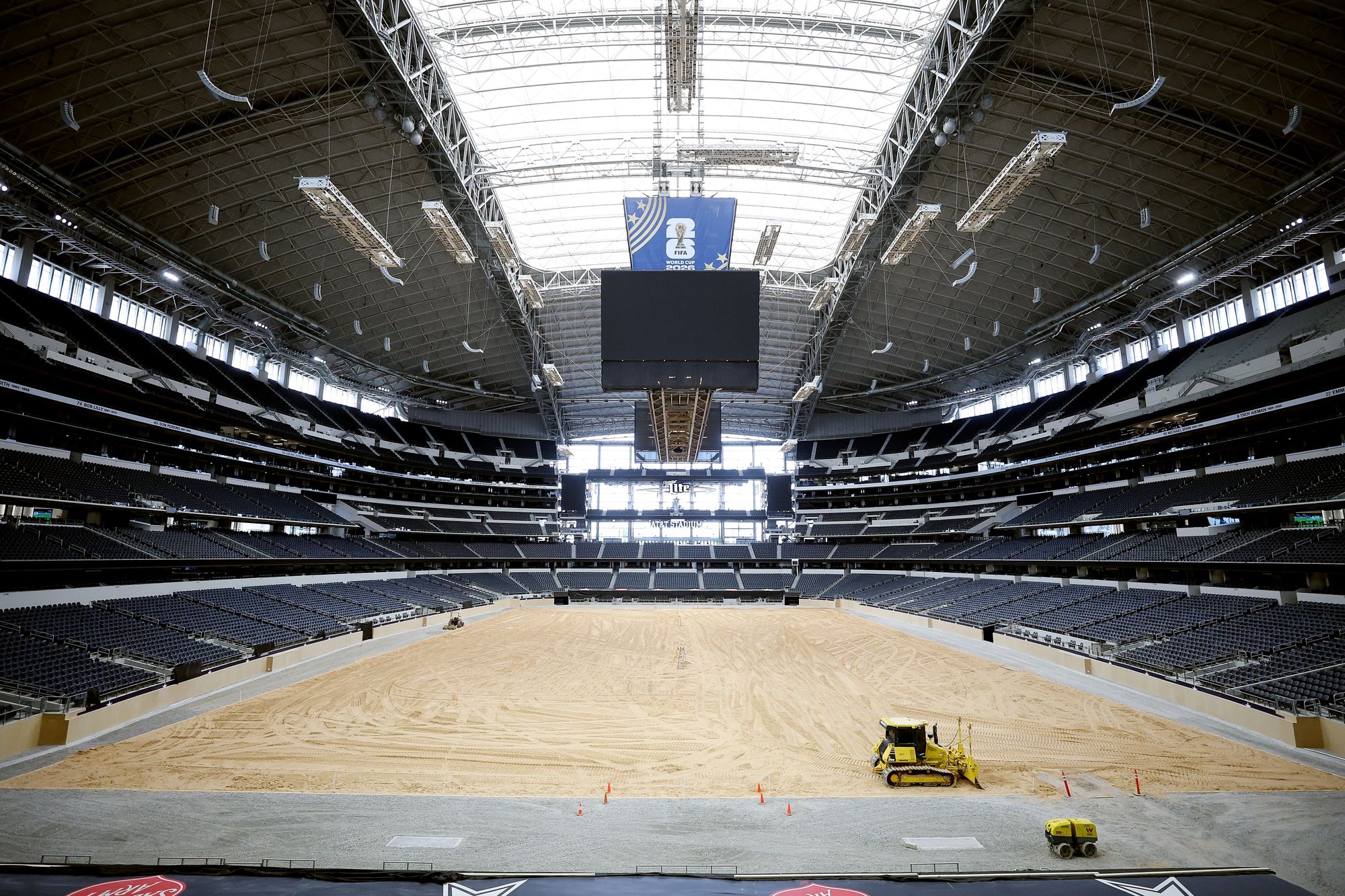 The 2026 World Cup will see games in 11 US host cities, including Los Angeles, Dallas, Miami and Boston. The inside of the Dallas Stadium pictured on April 13