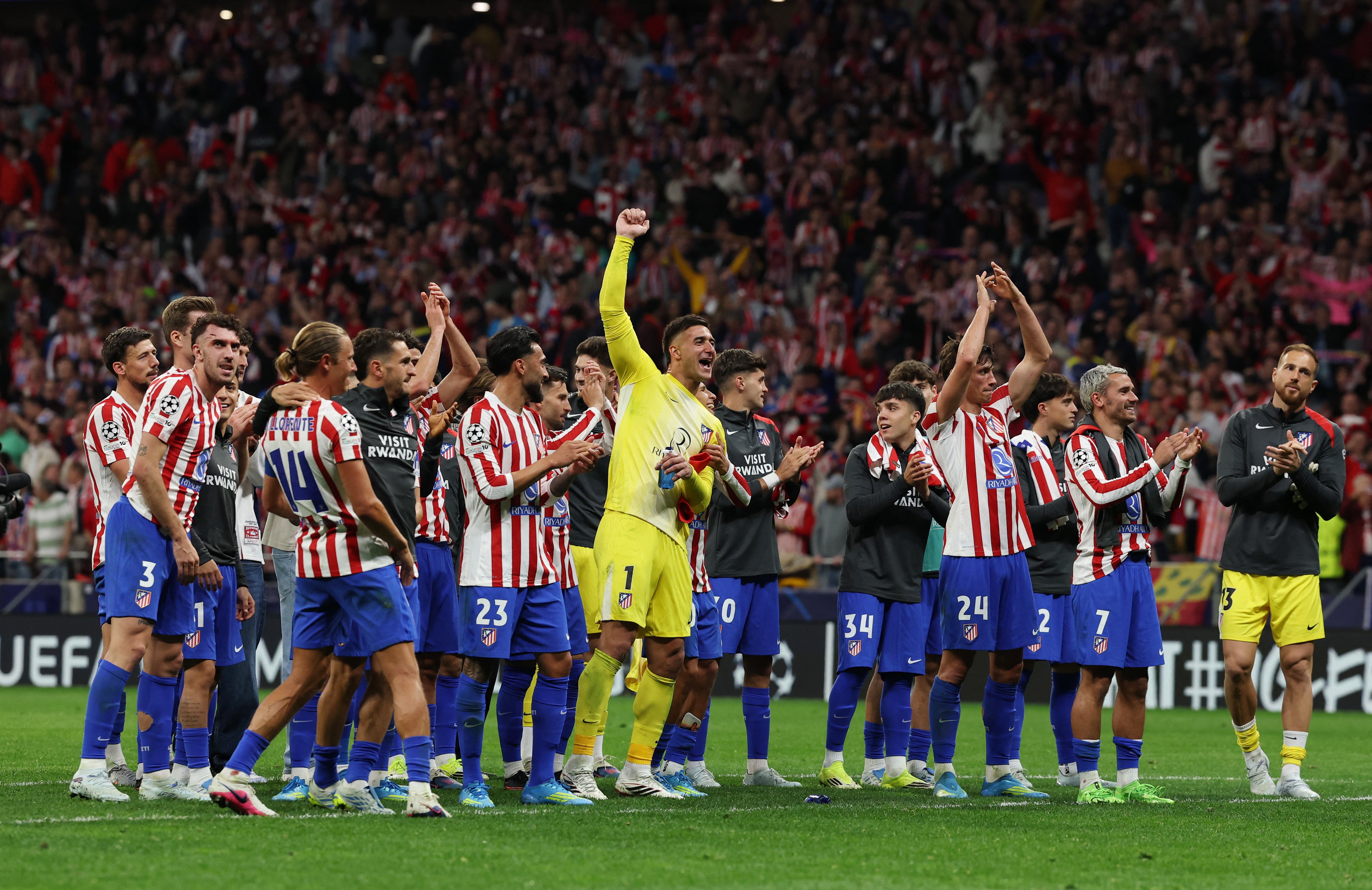 Atletico Madrid survive barrage from 10-man Barcelona to reach Champions League semi-finals