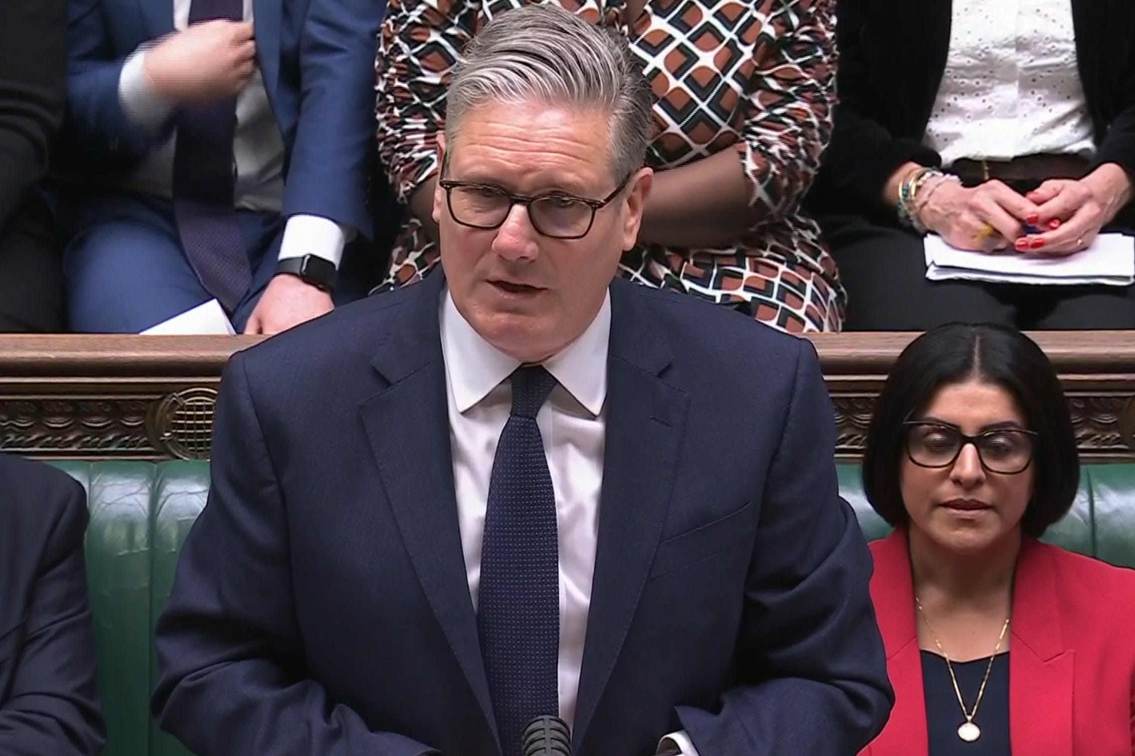 Sir Keir Starmer defended his record on defence spending during Prime Minister’s Questions in the House of Commons (House of Commons/UK Parliament/PA)