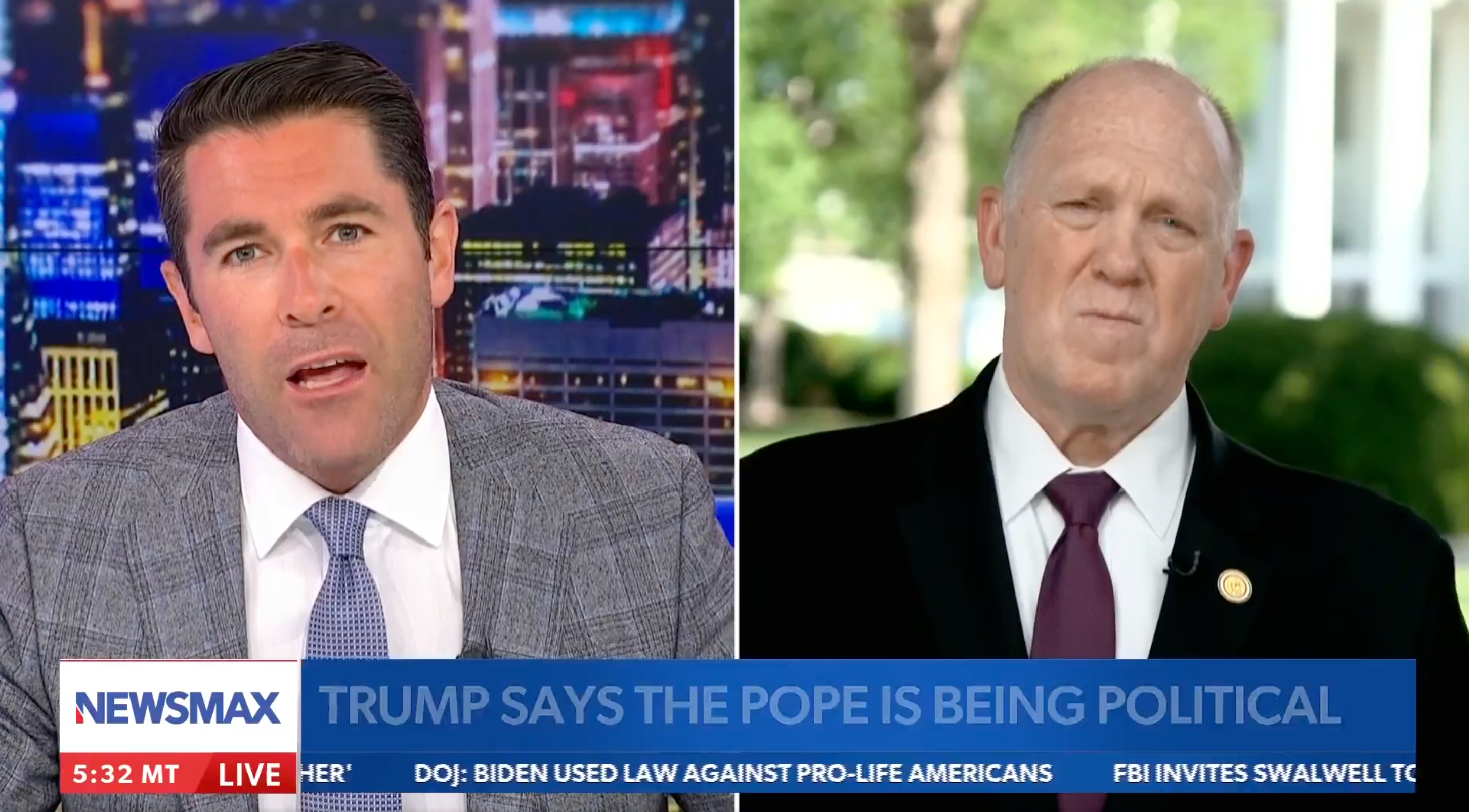 Homan resumes his attack on the Pope in conversation with Rob Schmitt on Newsmax