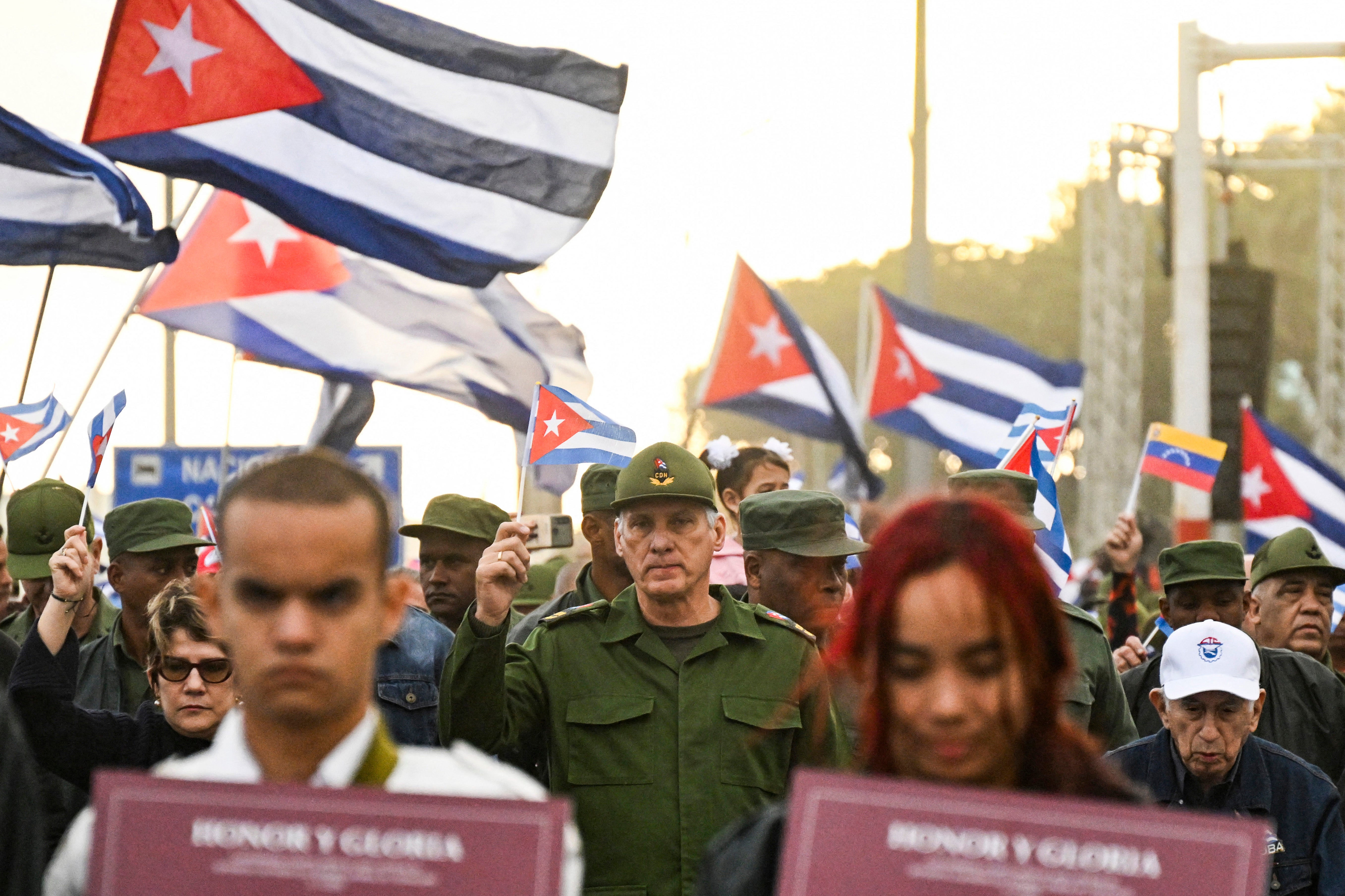 Cuba's President Miguel Diaz-Canel (center) has repeatedly denounced the Trump administration’s hostile rhetoric. In January, he said that his government was 'ready to defend the homeland to the last drop of blood'