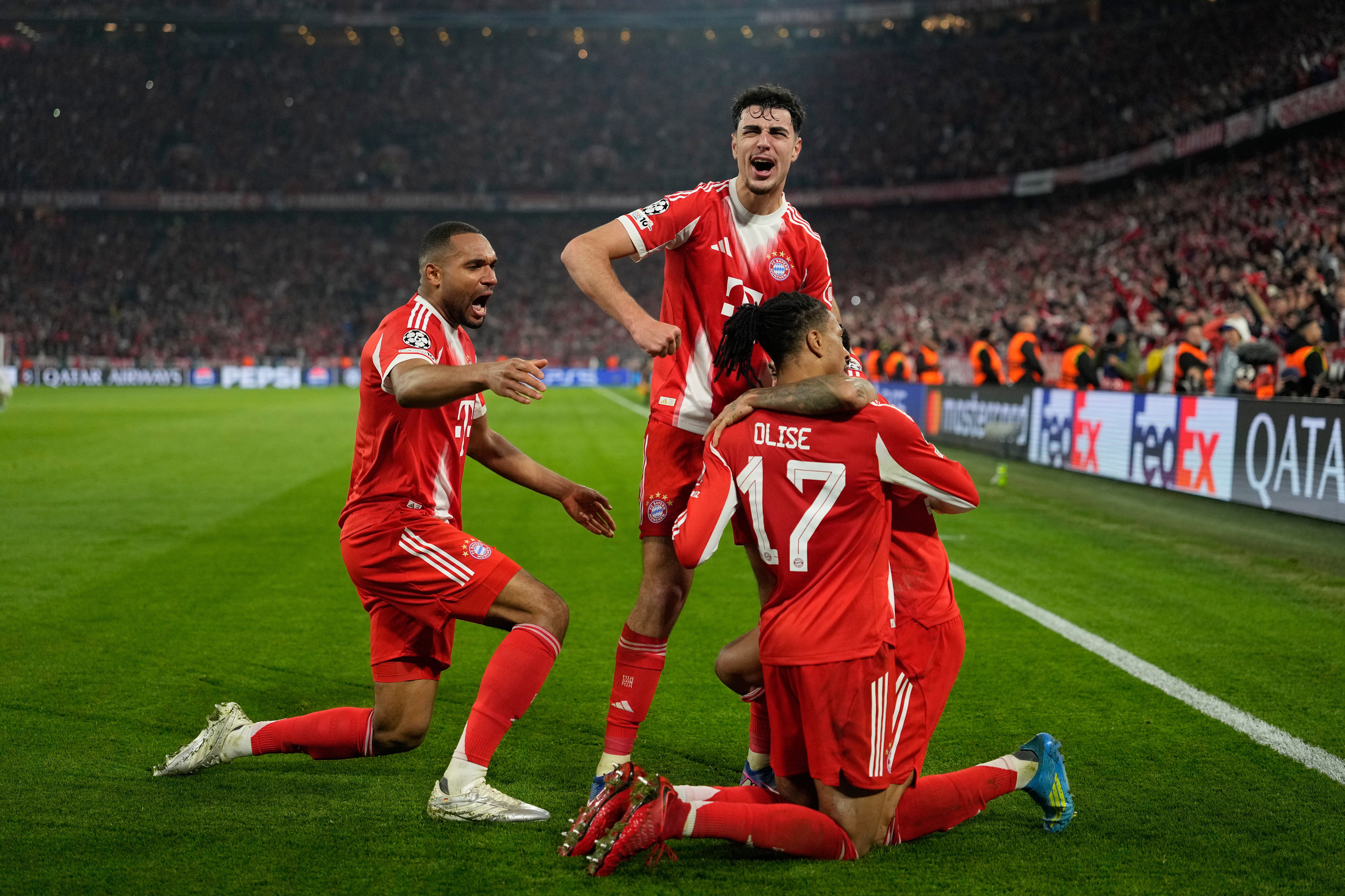 Michael Olise netted Bayern’s fourth goal as they saw off Real (Matthias Schrader/AP)