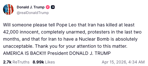 Donald Trump again attacked the Pope late on Tuesday
