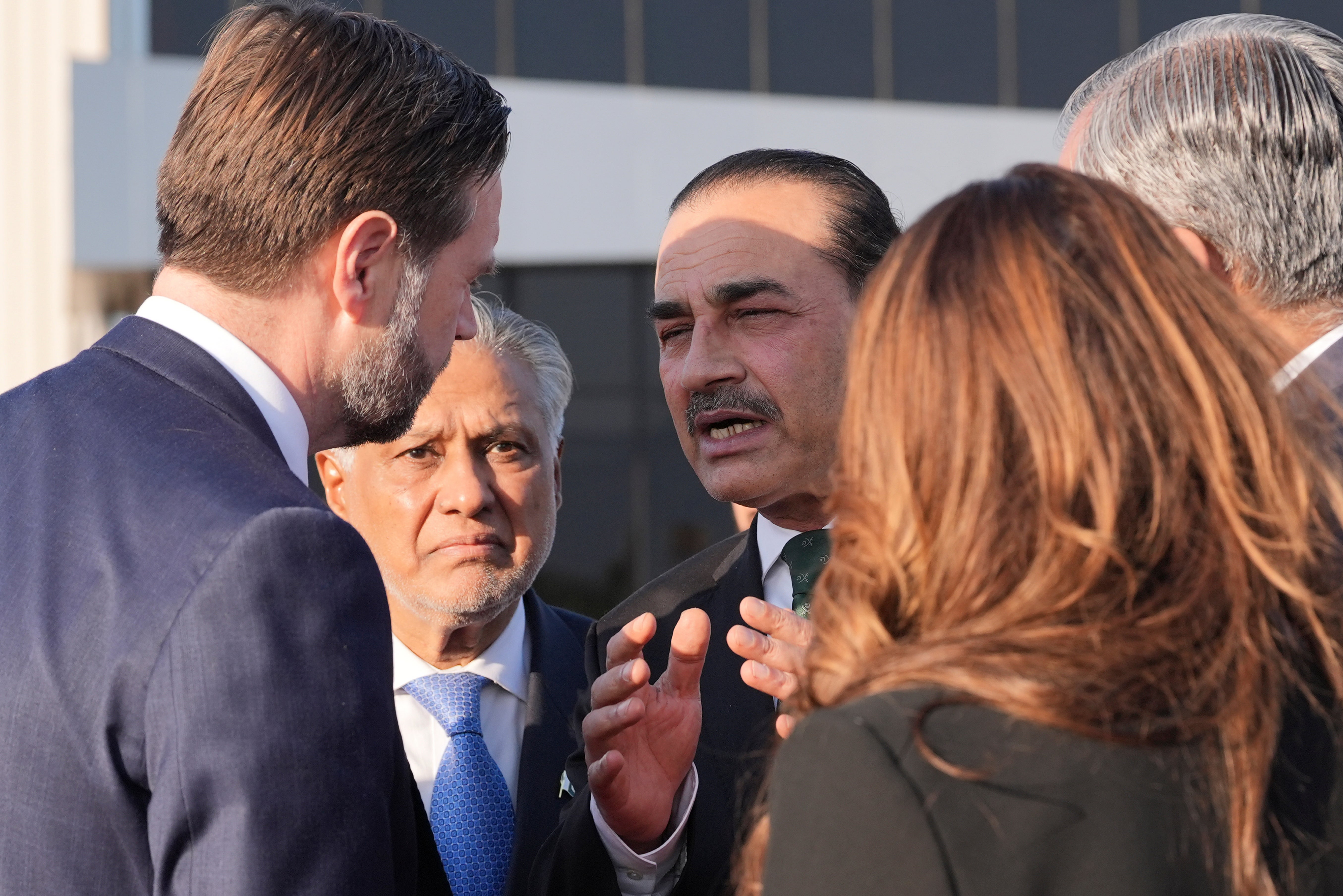 Vice President JD Vance talks to Pakistan's Chief of Defence Forces and Chief of Army Staff Field Marshall Asim Munir