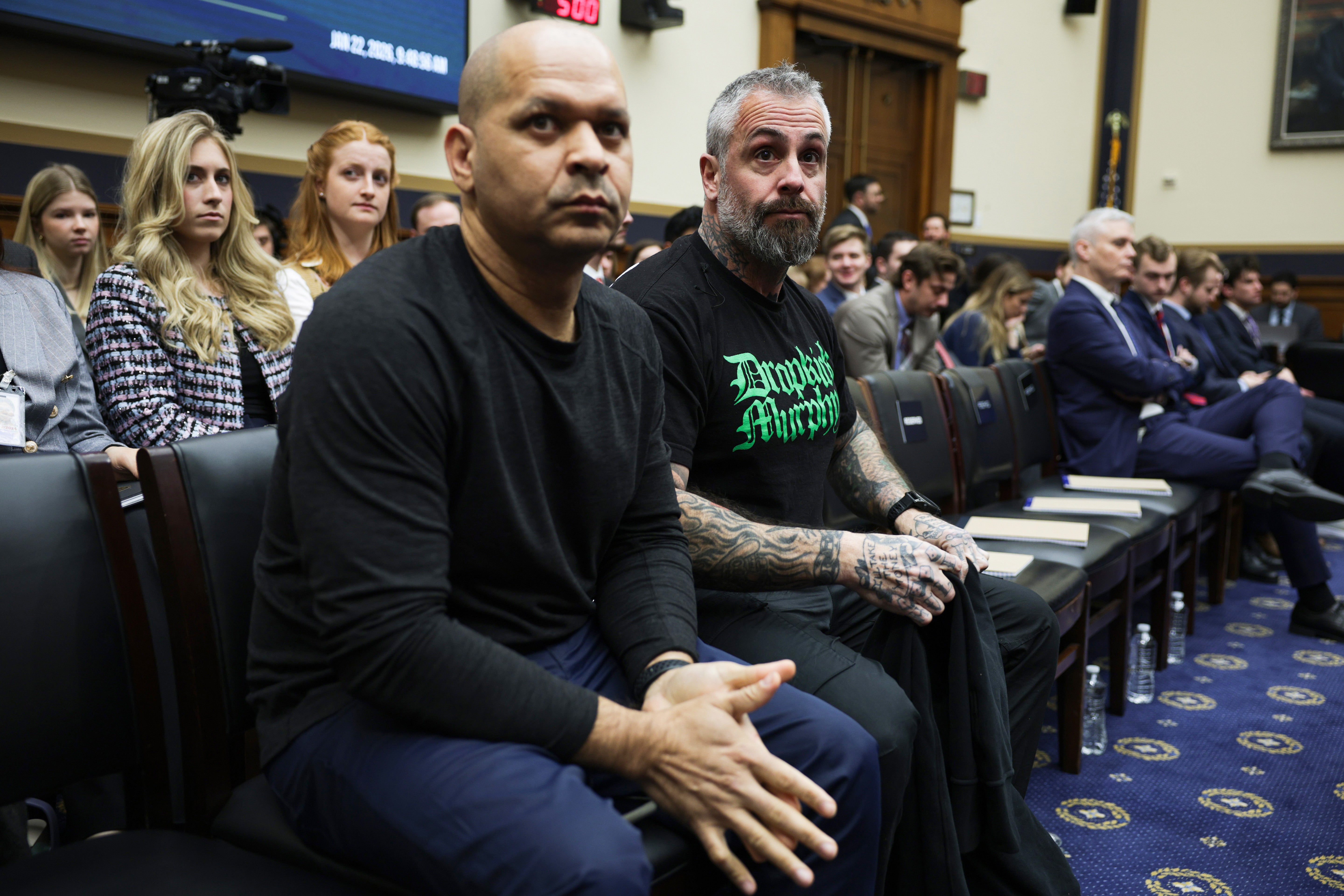 Former U.S. Capitol Sgt. Aquilino Gonell, left, says ‘history will record this betrayal’ after federal prosecutors ask to toss out treason-related cases against members of the Oath Keepers and Proud Boys despite unanimous jury convictions