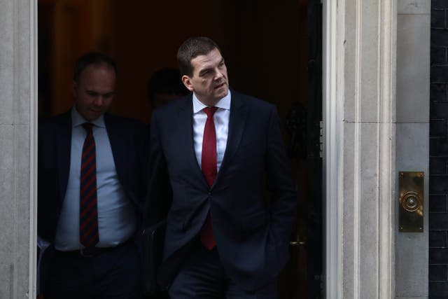 Olly Robbins leaves Number 10 Downing Street after a Cabinet meeting under Theresa May