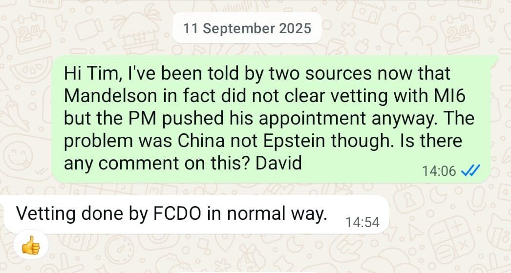 Concerns were put to No10, but the then-director of communications, Tim Allen, insisted: “Vetting done by FCDO [Foreign and Commonwealth Office] in normal way”.