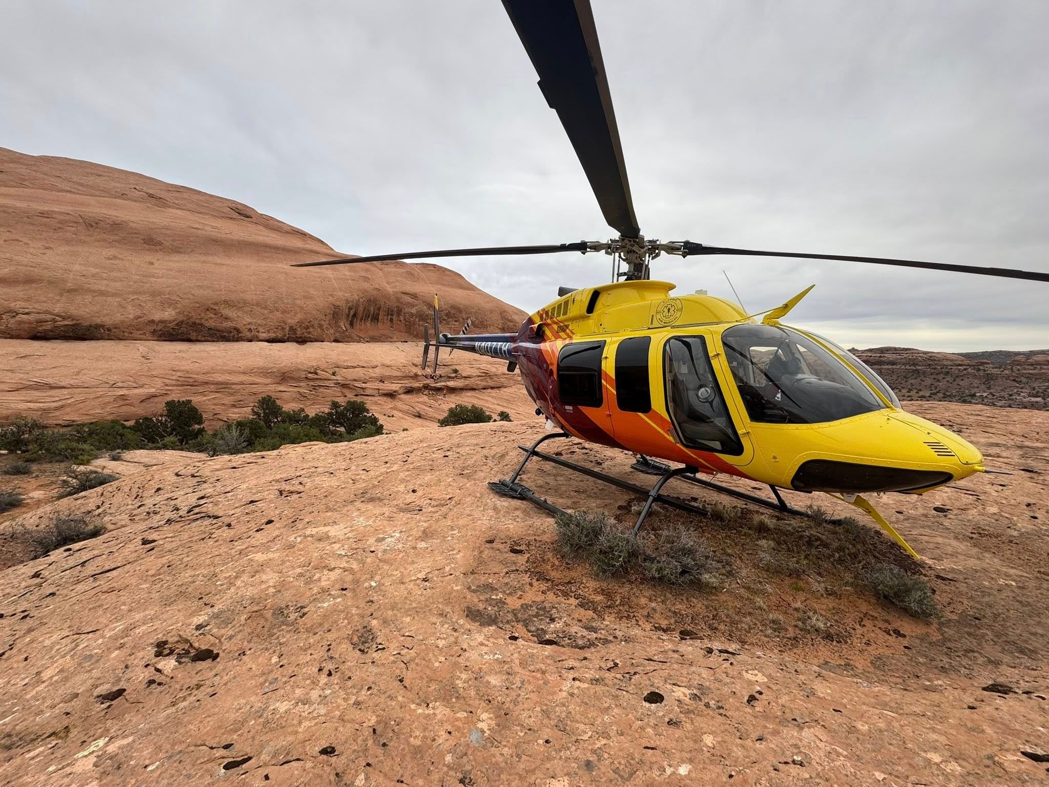 Two helicopters were used in the mission: one to transport the injured hiker to the hospital and another to retrieve rescuers’ gear