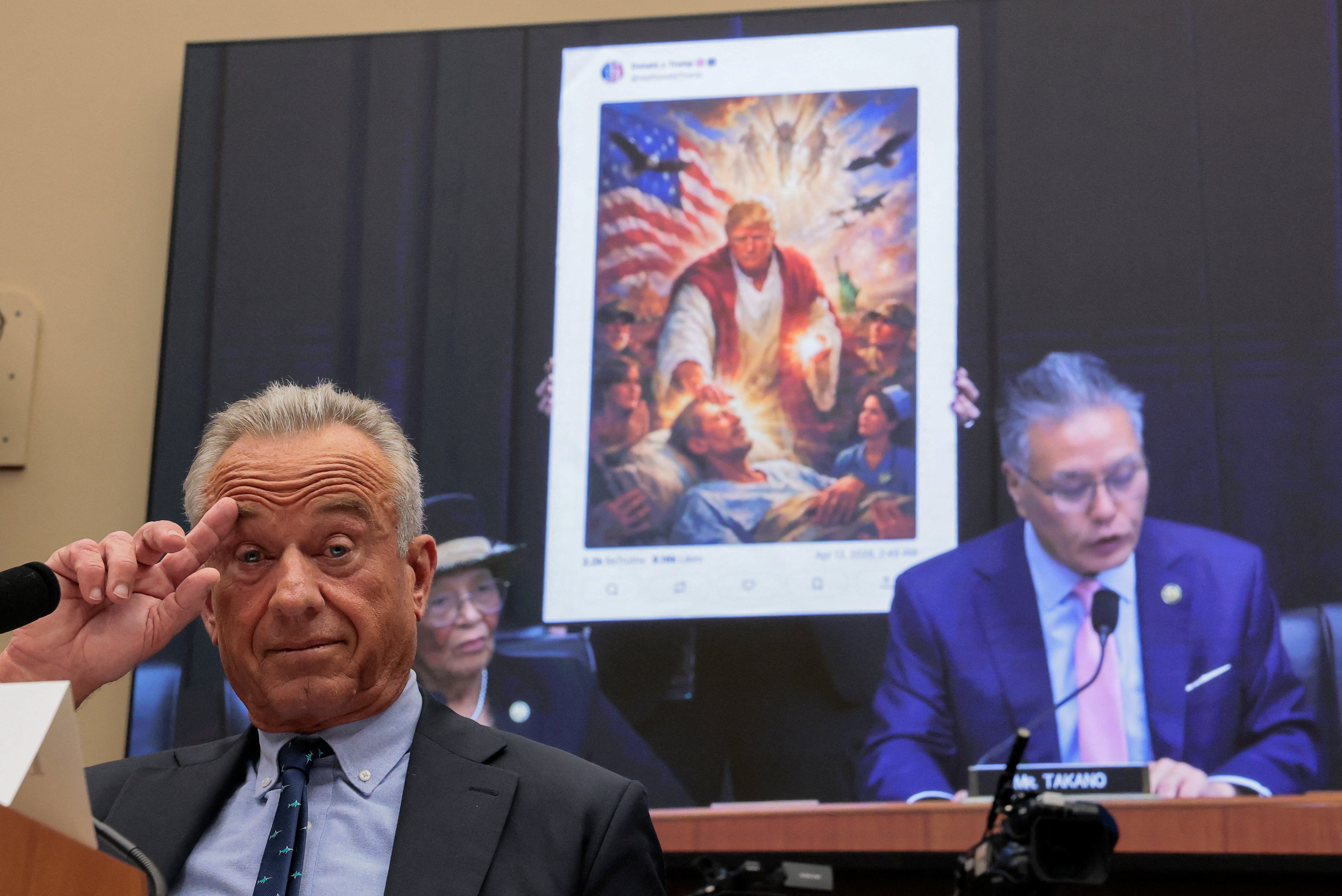 Health Secretary Robert F Kennedy Jr rejected concerns about Trump’s mental state during his testimony to House members who questioned why the president posted an AI-generated image of himself as a Christ-like figure