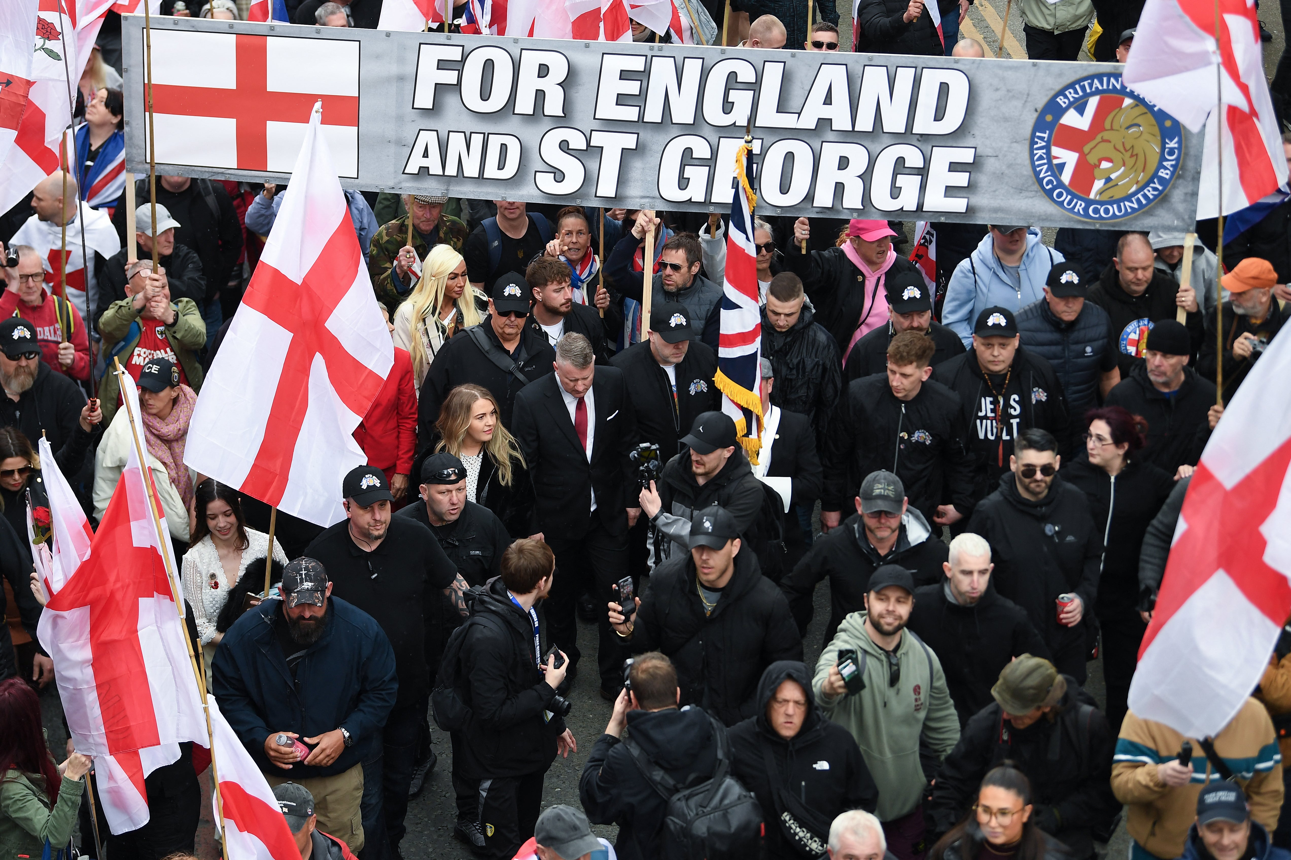 A Britain First march led by Paul Golding in Manchester this April