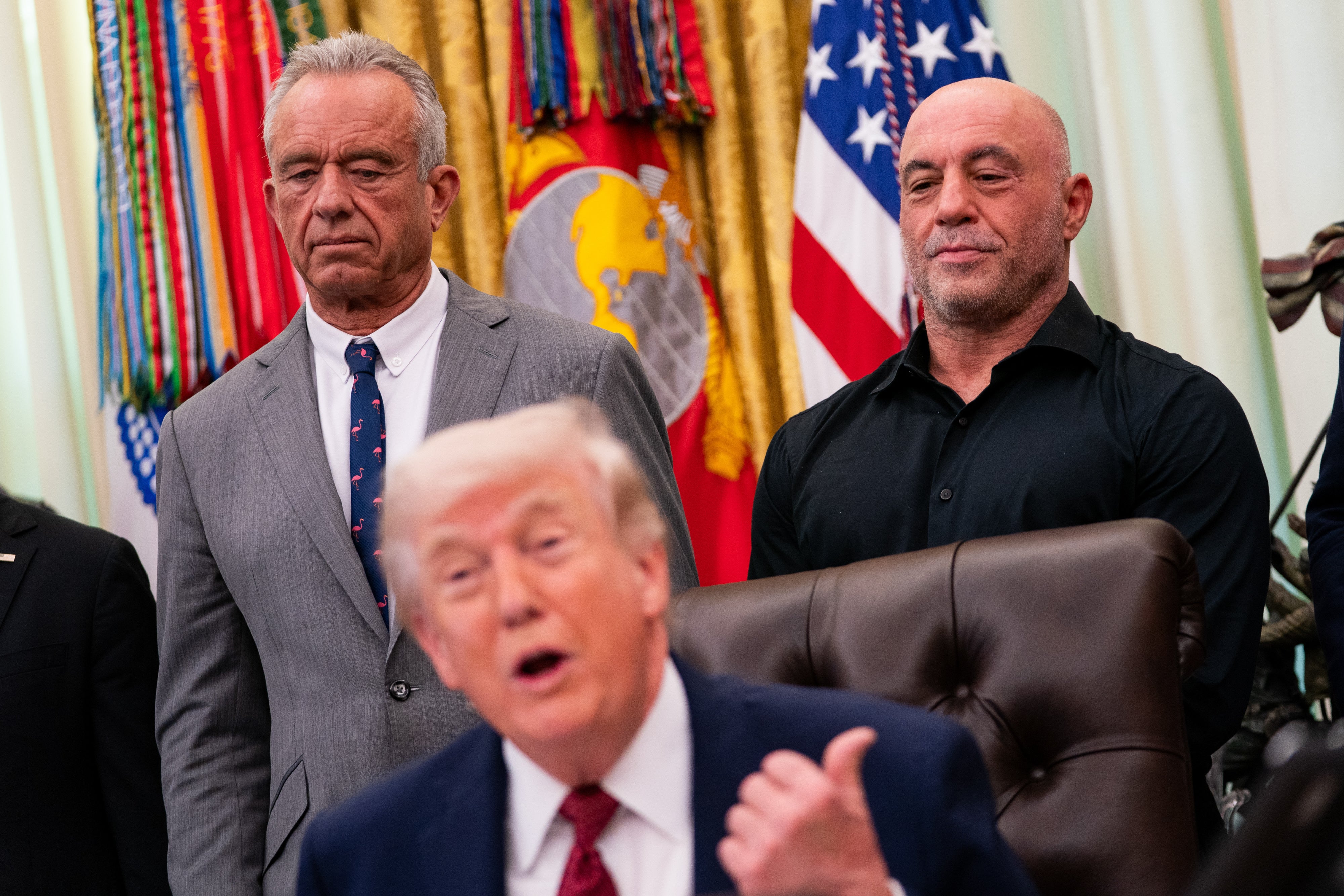 Rogan noted that despite their policy disagreements, his relationship with the president remains cordial following a recent Oval Office meeting regarding psychedelic drug research
