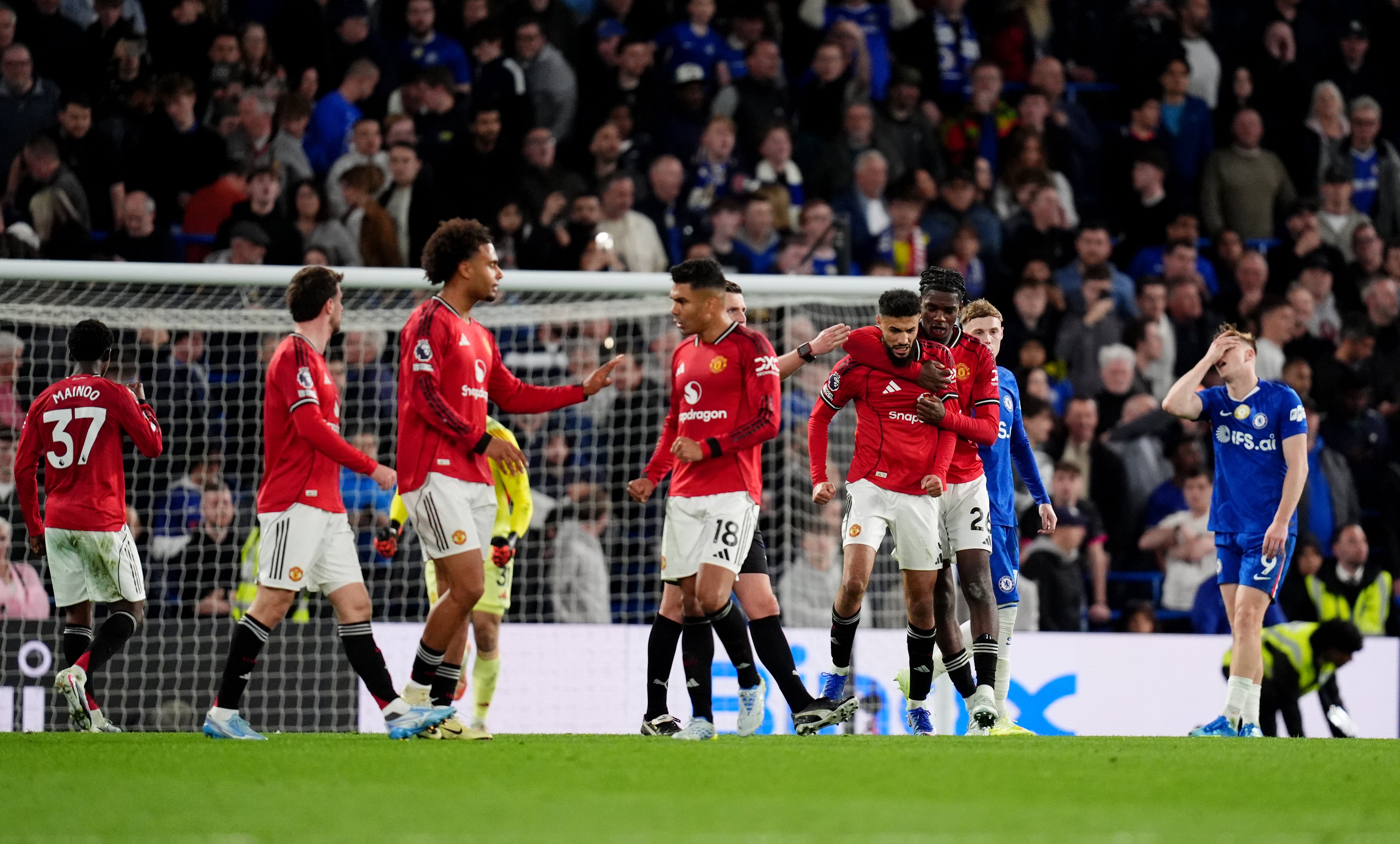 United's win means they are now 10 points above sixth-placed Chelsea with five games to go