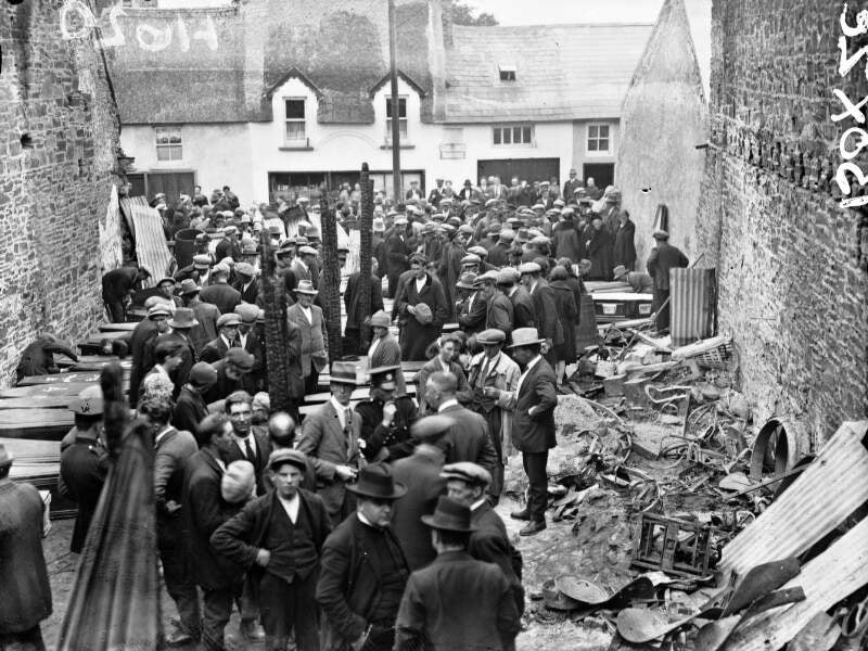 People on the scene after the Drumcollogher Cinema burnt down in 1926 in County Limerick