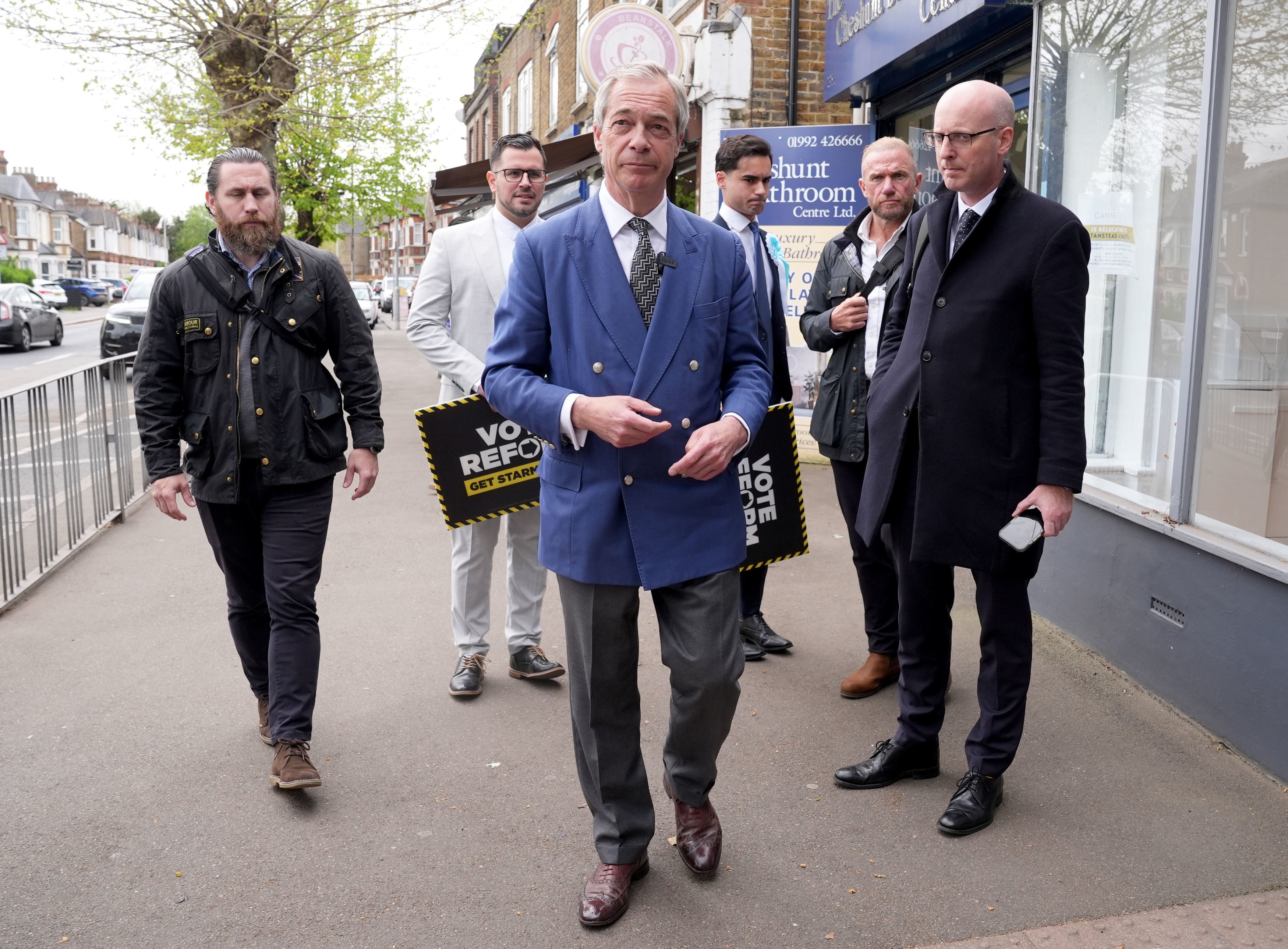 Nigel Farage on the campaign trail with local elections coming up next month
