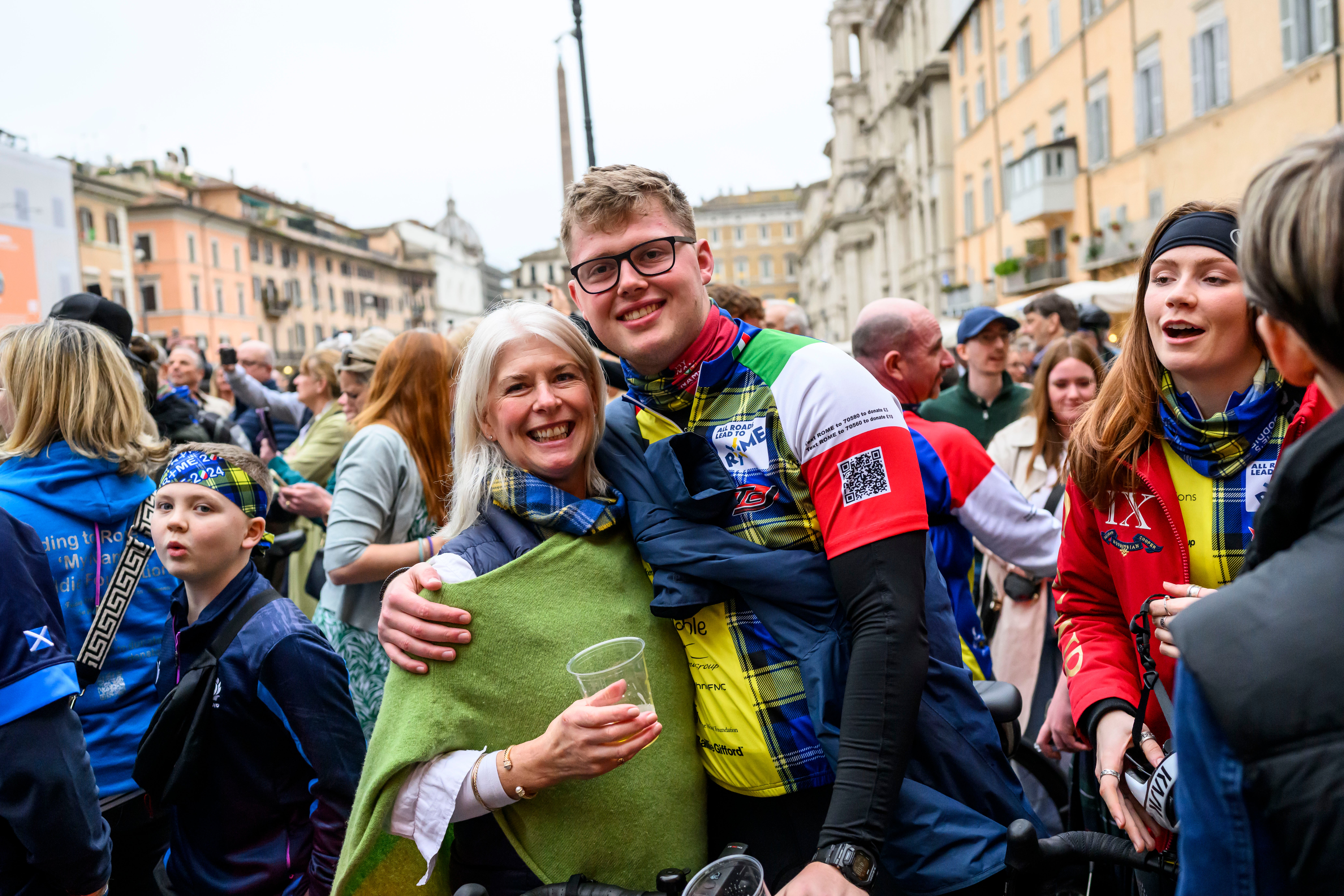 Kathy Weir with her son Ben in Rome at the end of Doddie Aid 2024