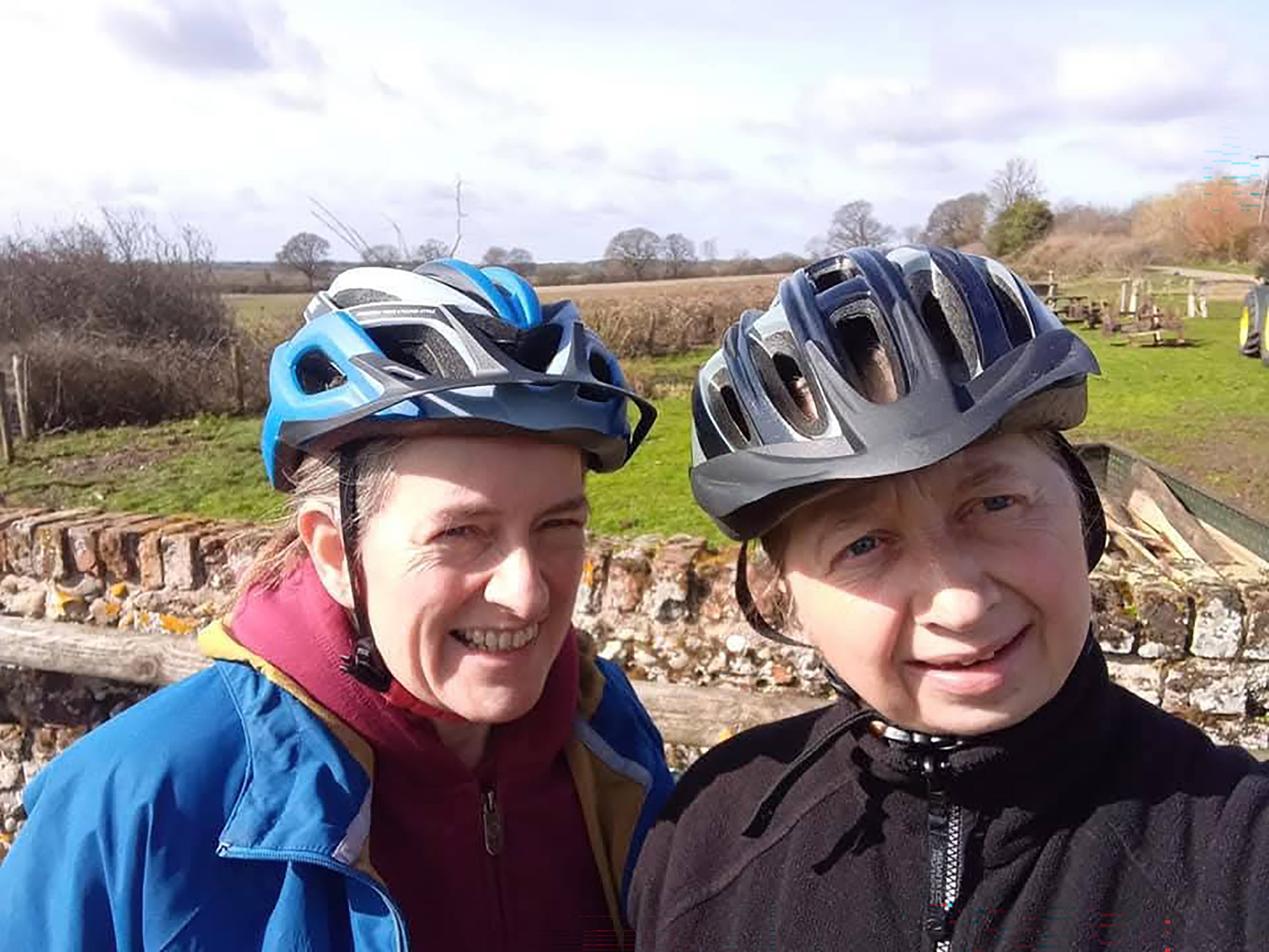 Diana Warren, right, and wife Lisa on a bike ride