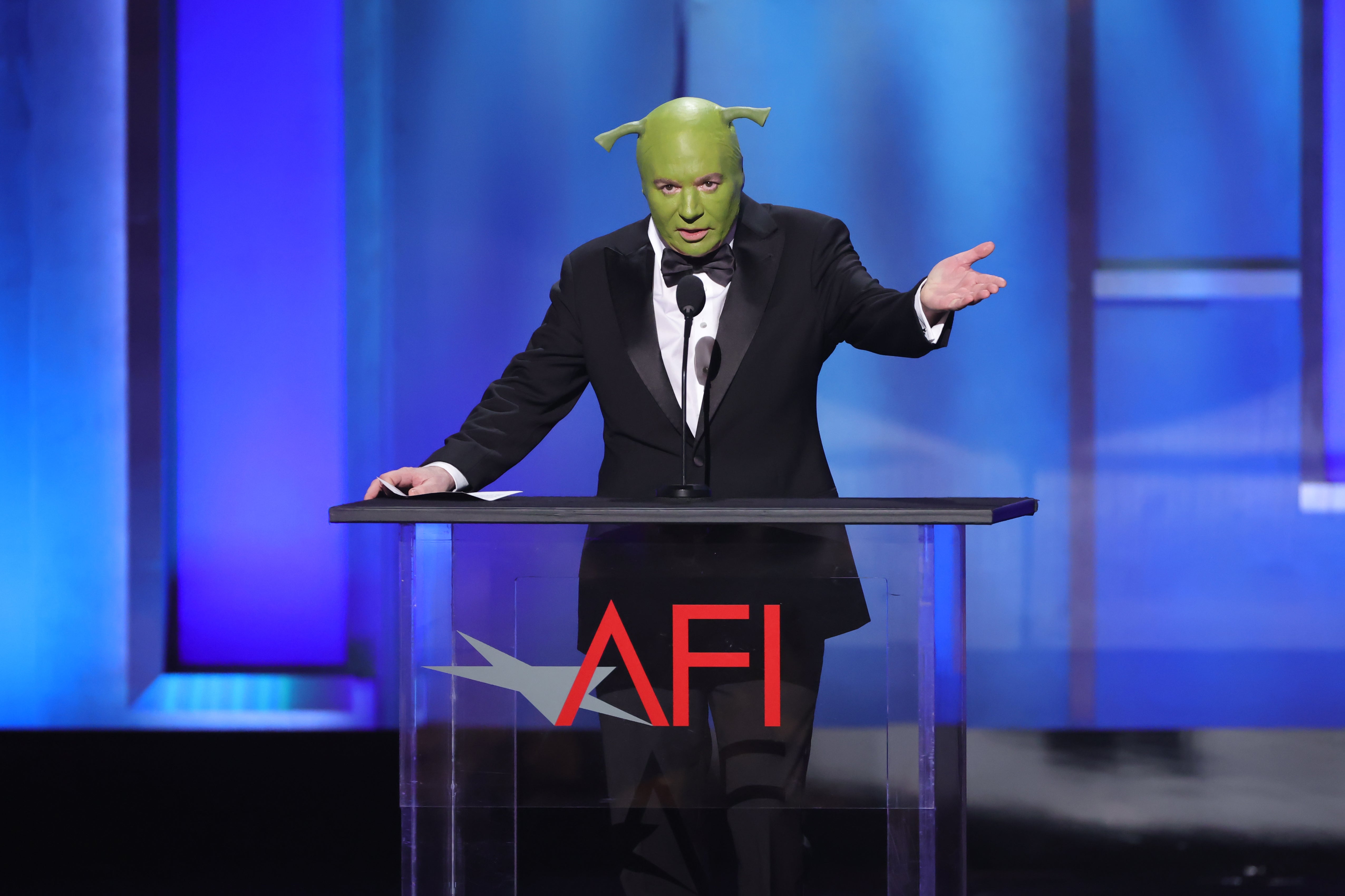 Mike Myers during his tribute to Eddie Murphy - a co-star in Shrek