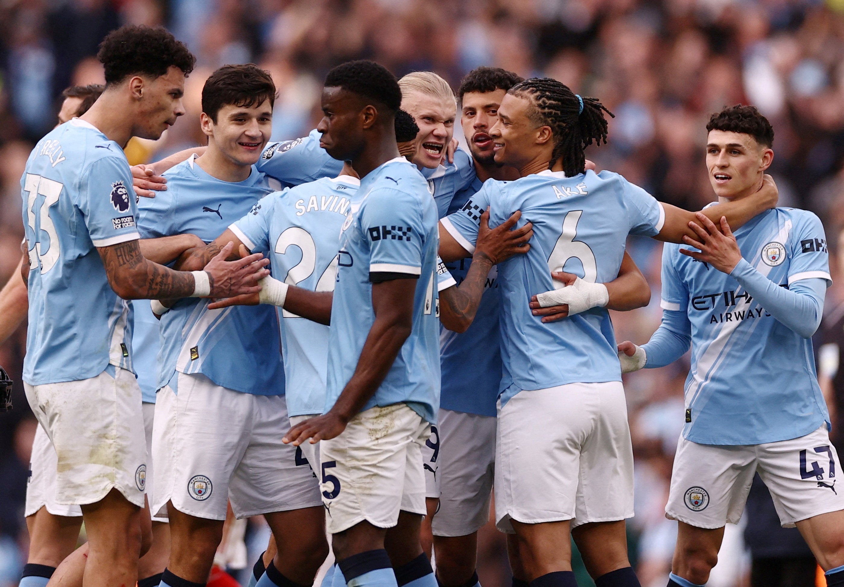 Man City celebrated a potentially decisive win in the title race
