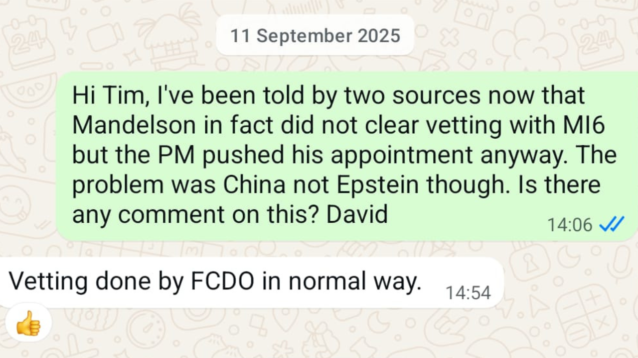 The original exchange over the vetting concerns between David Maddox and Tim Allan in September 2025