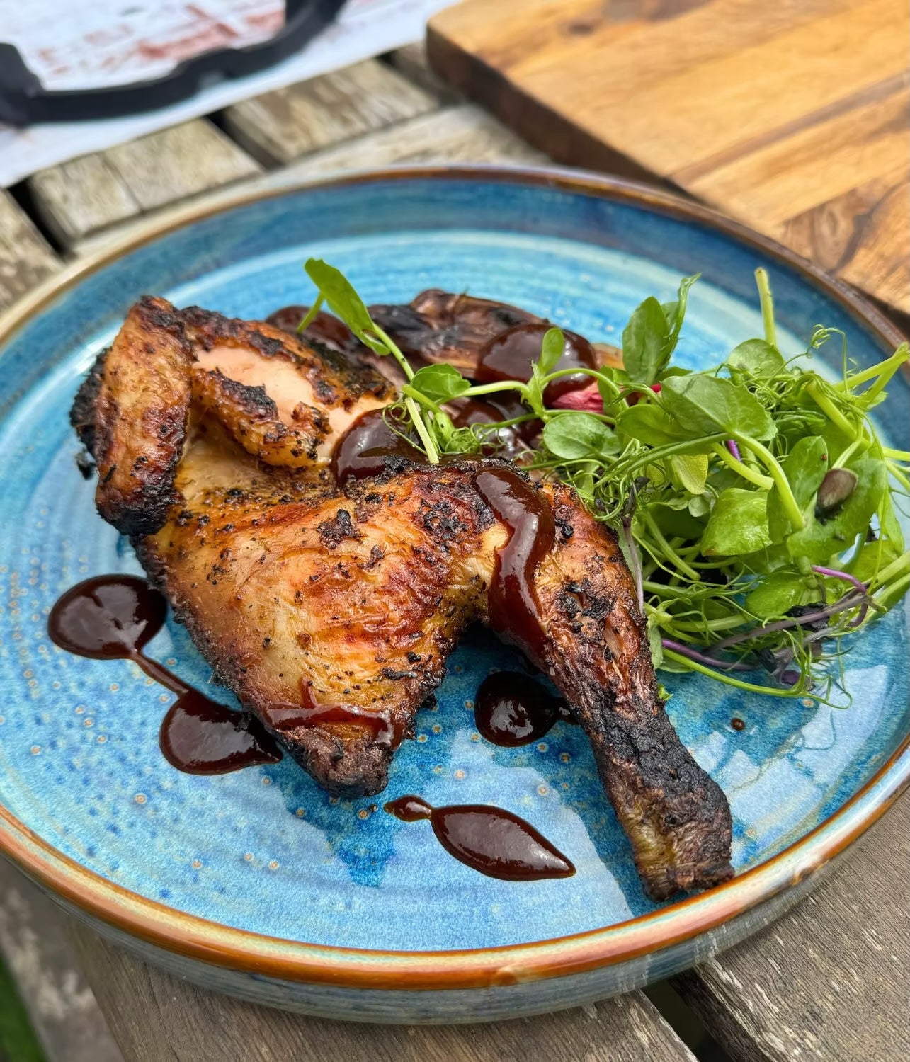 Flattened for even cooking, crisp skin and maximum flavour from the grill