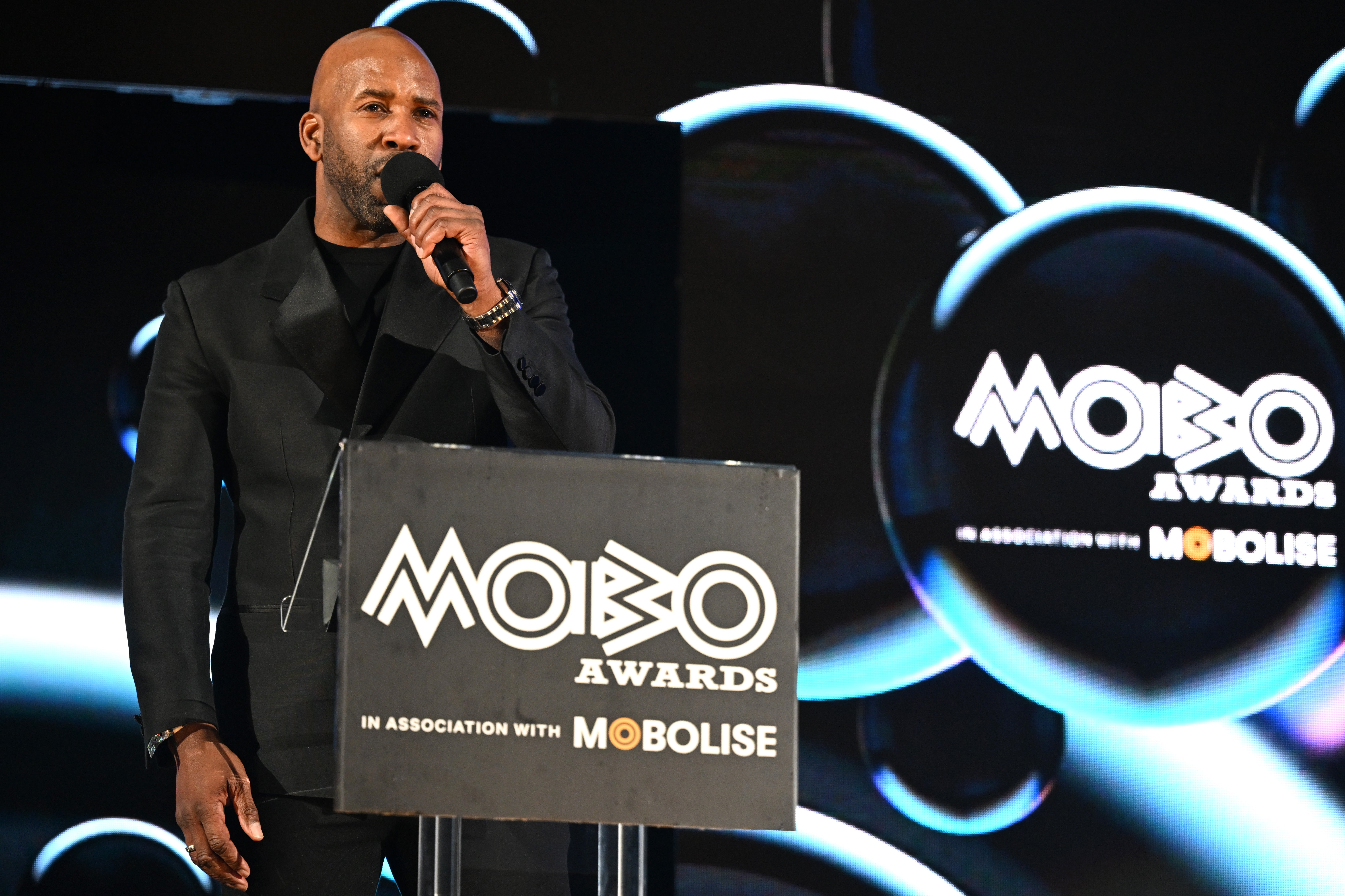 On stage at the MOBOs in 2024