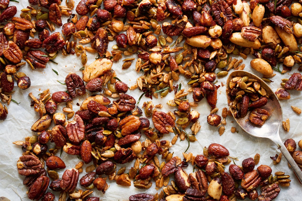 A spiced nuts and seeds recipe from Linda McCartney's plant-based 'Family Kitchen' cookbook