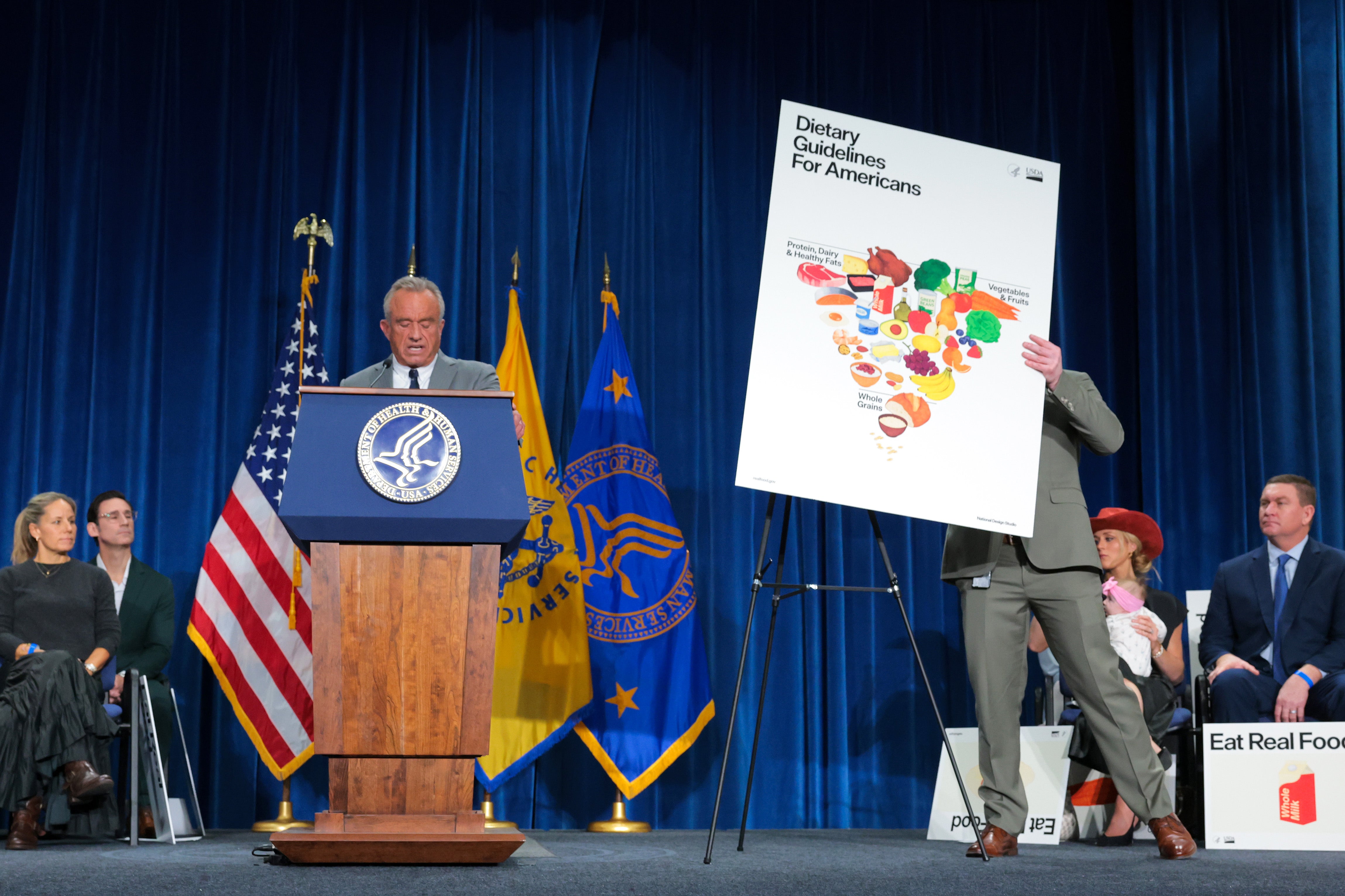 At HHS, Kennedy introduced a new food pyramid that prioritizes saturated fats in meats and dairy over whole grains