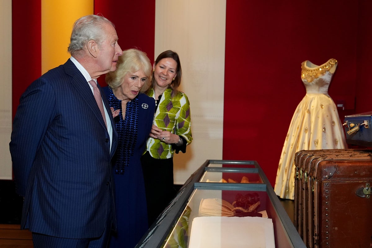 Charles sees late Queen’s quirky outfits at Buckingham Palace exhibition
