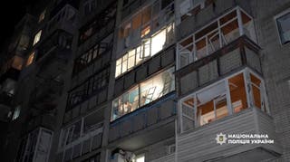 A damaged building following Russian strikes, amid Russia's attack on Ukraine, in Sumy