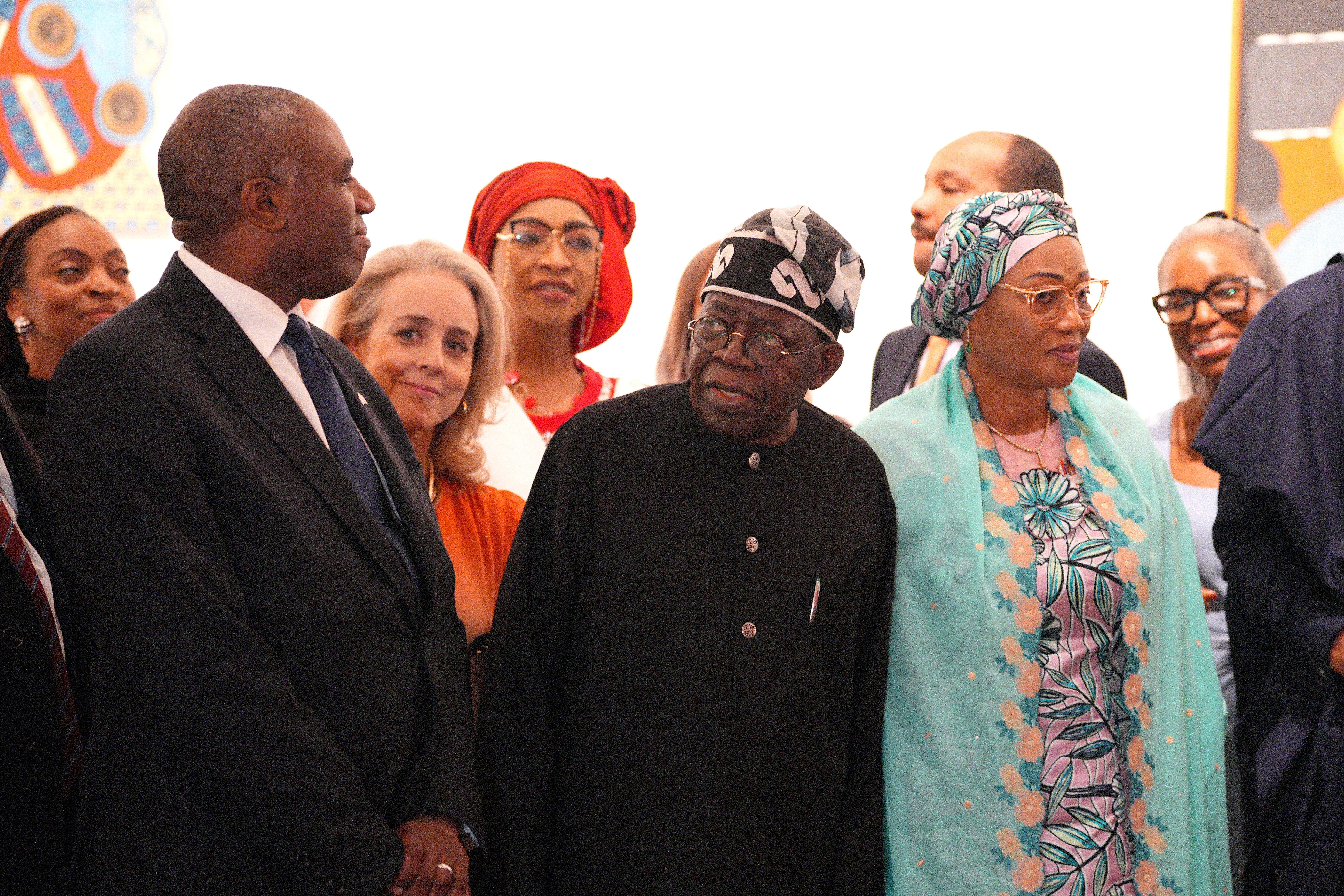 Tinubu (centre) visited the UK earlier this year