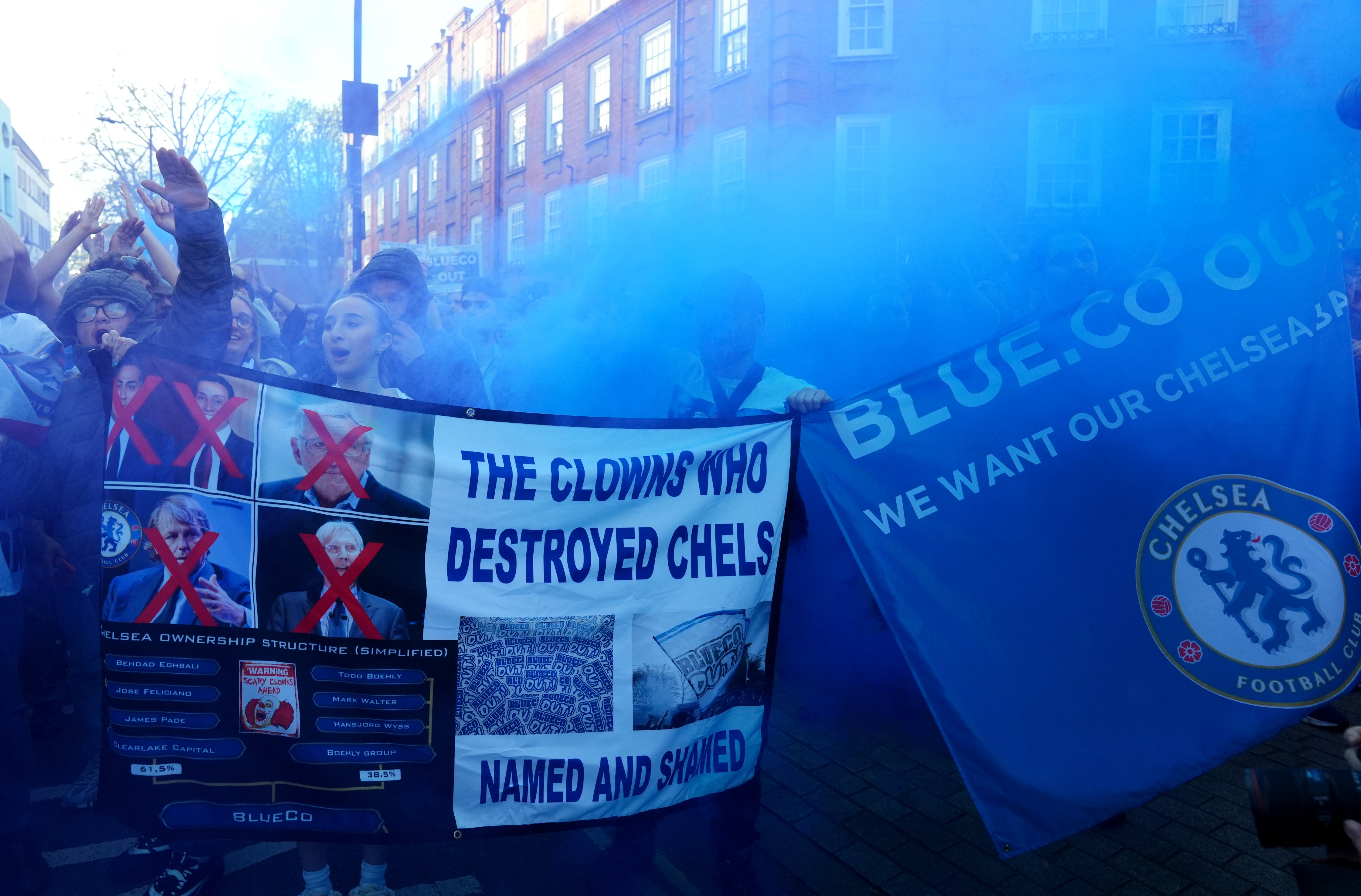 Chelsea fans protest their owners BlueCo