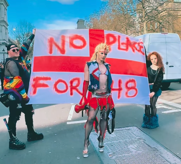 Bimini at the anti-far-right march in London this month