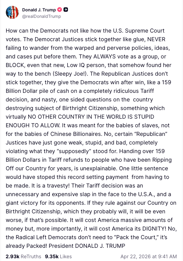 Trump called Justice Ketanji Brown Jackson 'low IQ' in this Truth Social post