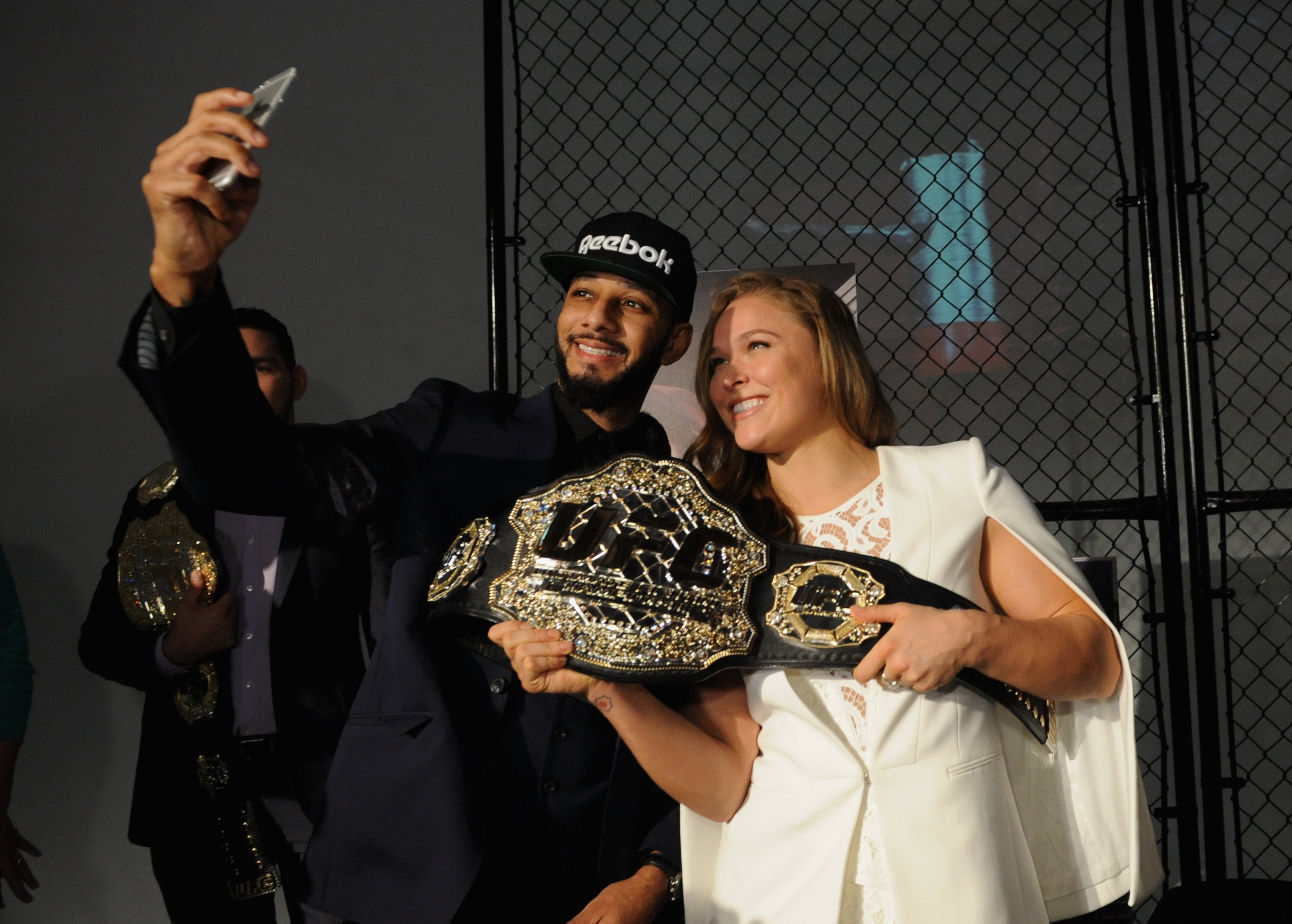 Rousey with rapper and producer Swiss Beatz in 2014, as her star status rapidly grew