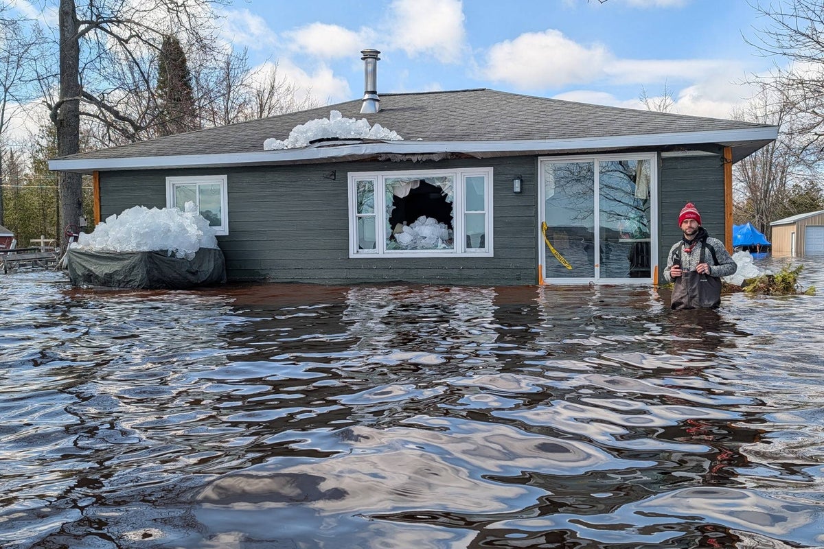 Heavy rain and snowmelt are hurtling large chunks of ice into northeastern Michigan homes
