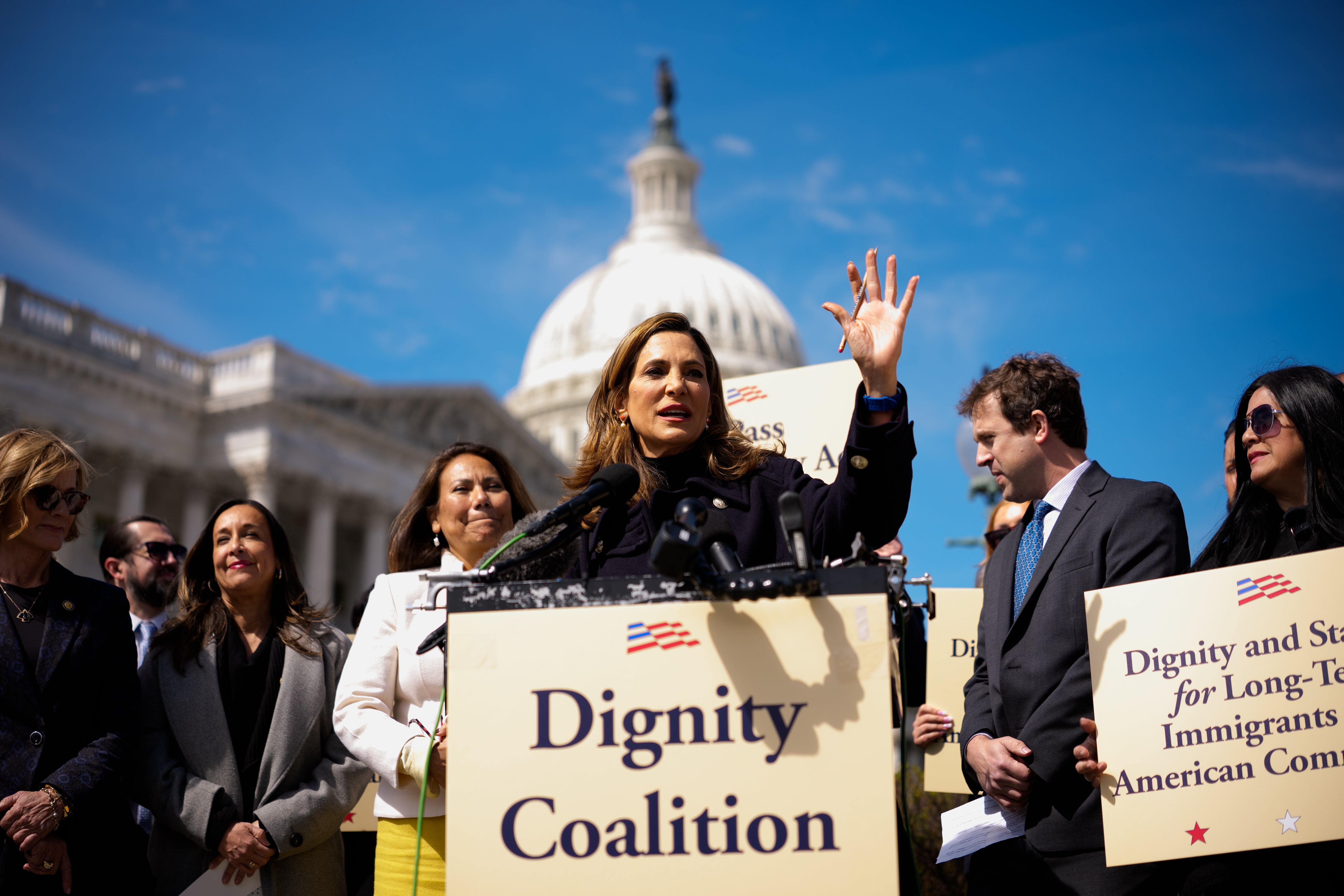 Rep. Maria Elvira Salazar (R-Fla.) (C), is one of many Republicans in Florida that Democrats are targeting. She has warned that President Donald Trump’s mass deportation regime has repelled Latino voters.