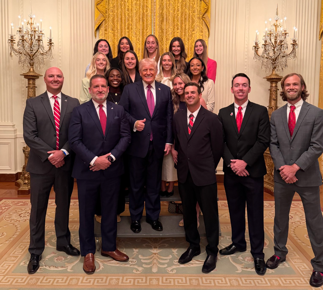 Trump and other men dominate White House photo celebrating women’s tennis team