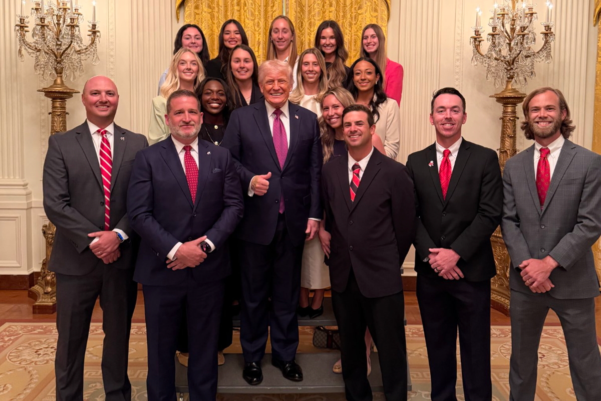 Trump and other men dominate White House photo celebrating women’s tennis team
