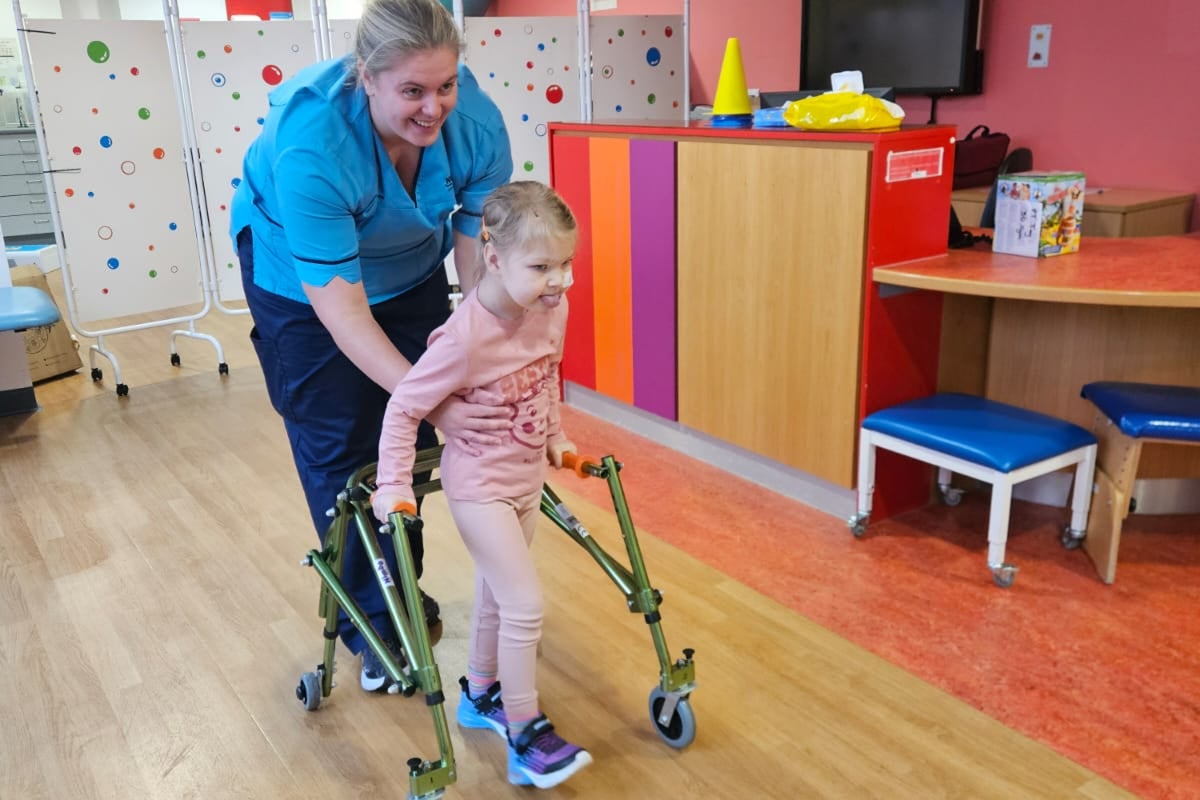 Four-year-old girl learns to walk and speak again after life-saving brain tumour surgery